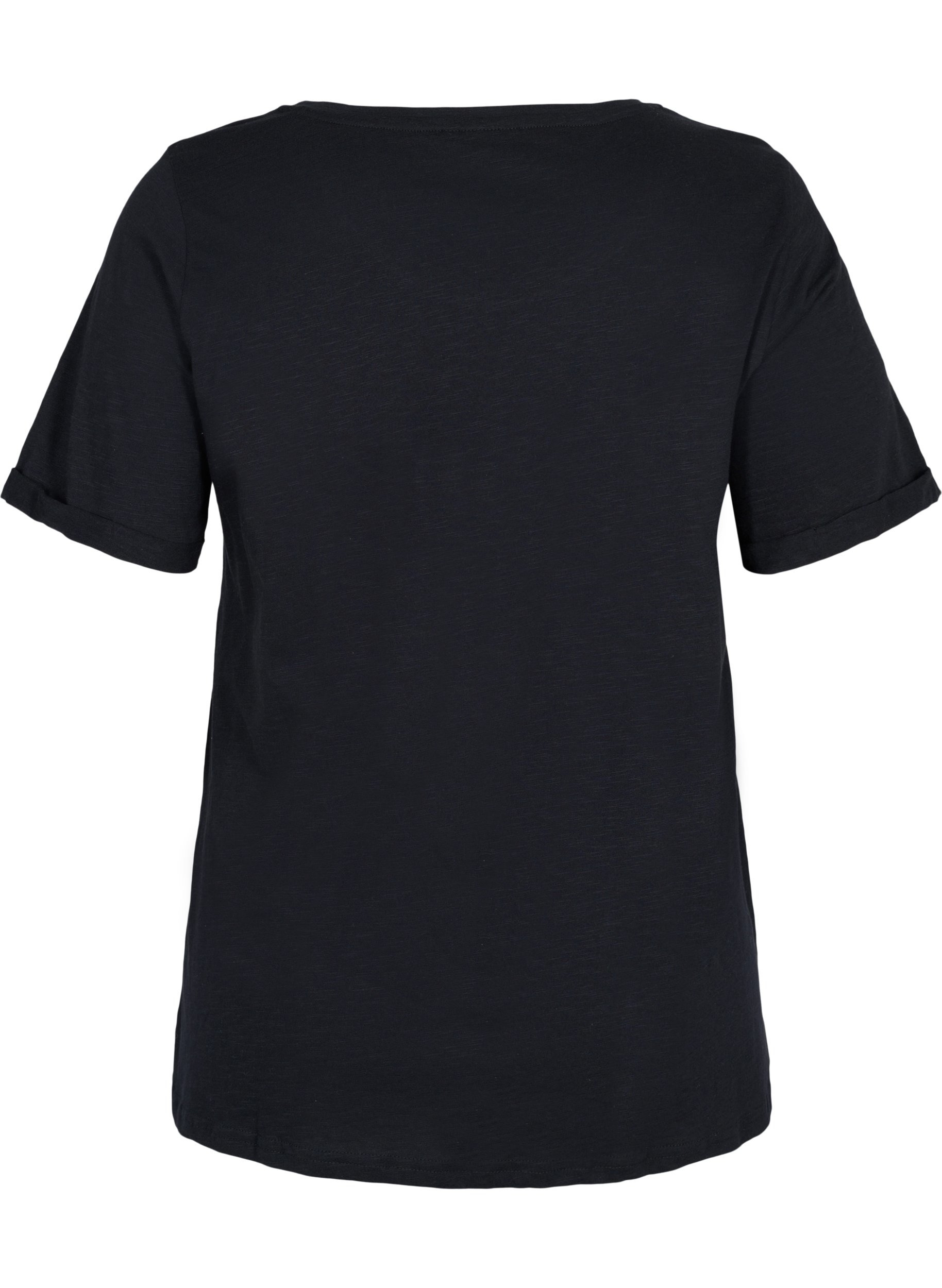 T-skjorte i bomull med korte ermer, Black, Packshot image number 1
