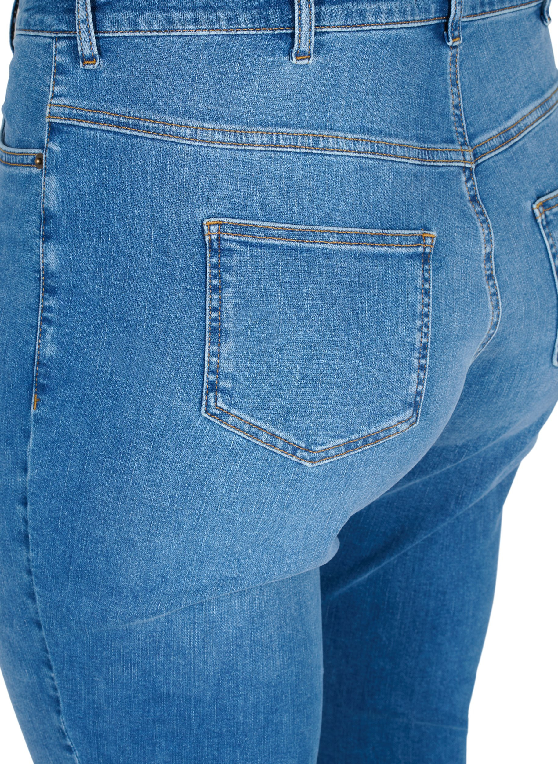 Bea jeans med et ekstra høyt liv, Blue denim, Packshot image number 3