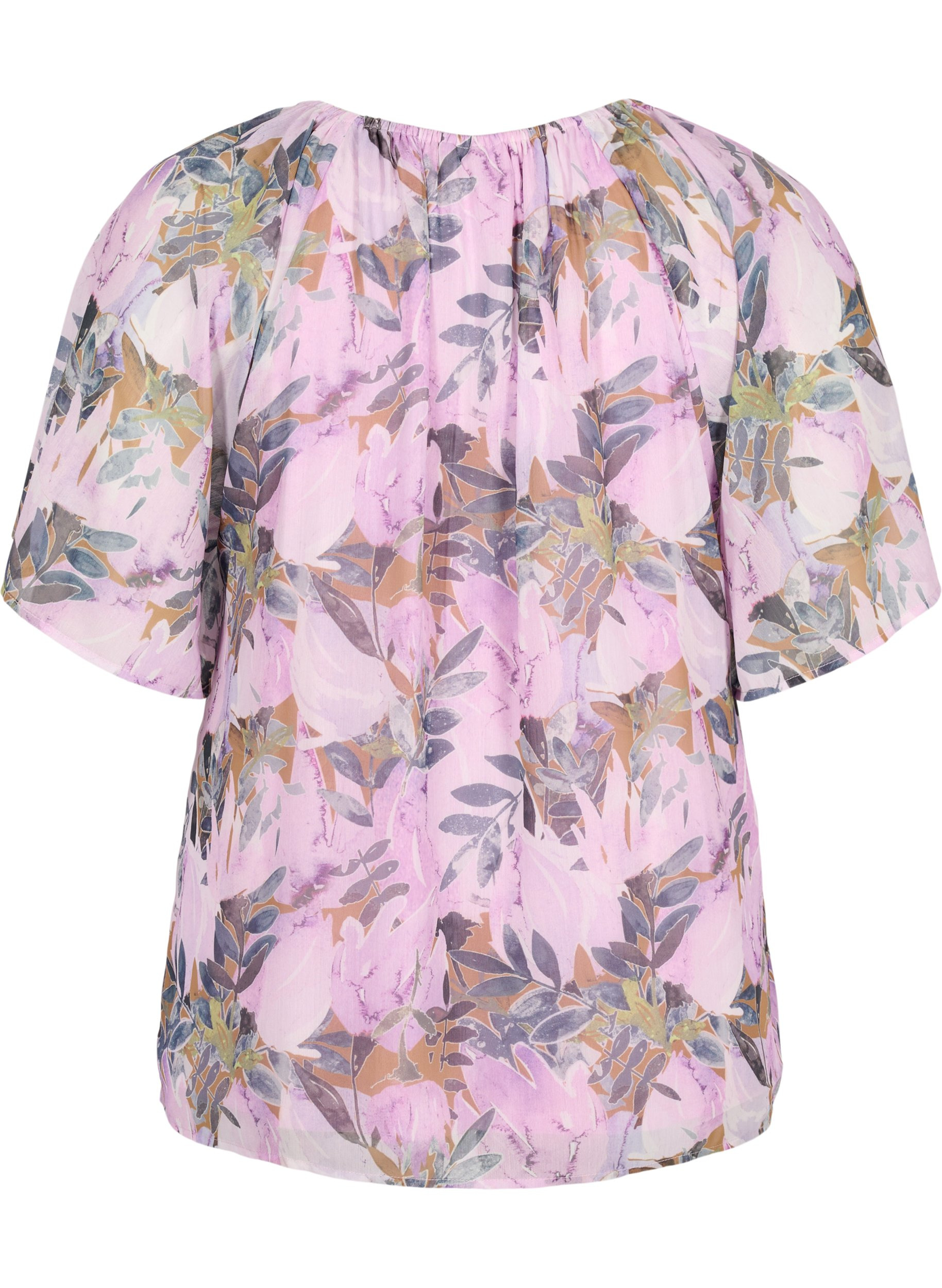 Mønstrete bluse med korte ermer, Orchid Bouquet AOP, Packshot image number 1