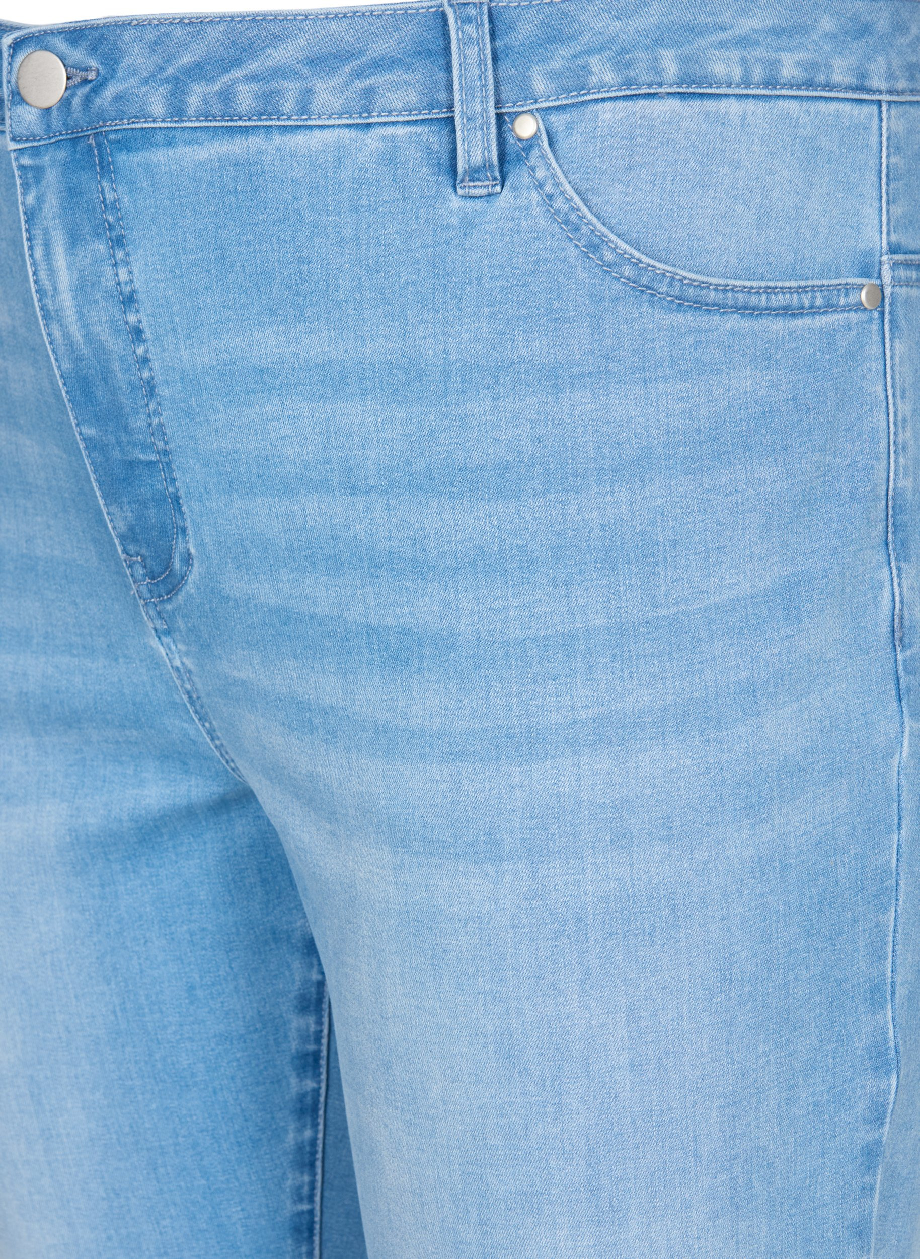 Cropped Emily jeans med broderi, Light blue denim, Packshot image number 2
