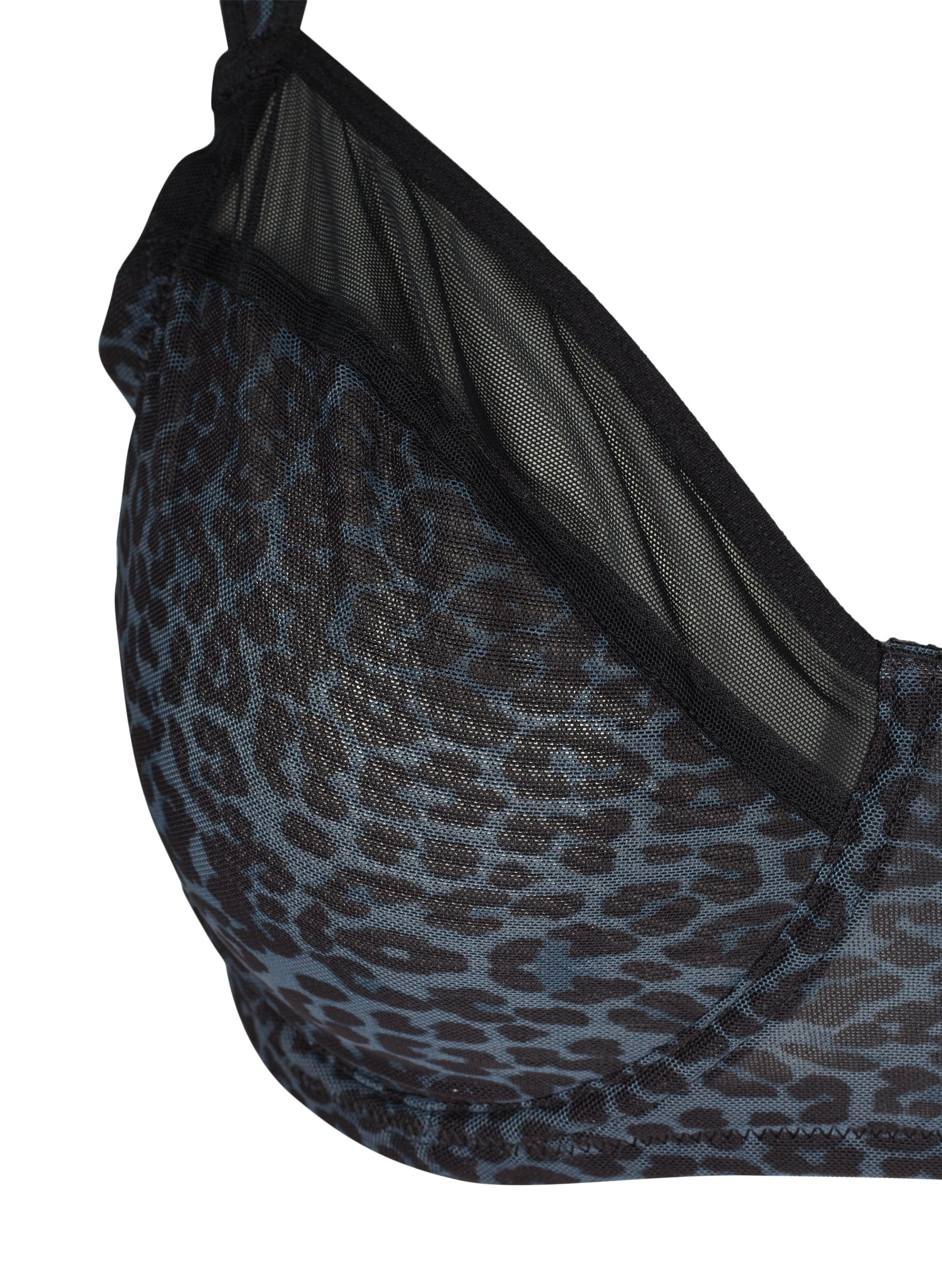 Freja-BH med leopardmønster og mesh, Grey Leopard, Packshot image number 2