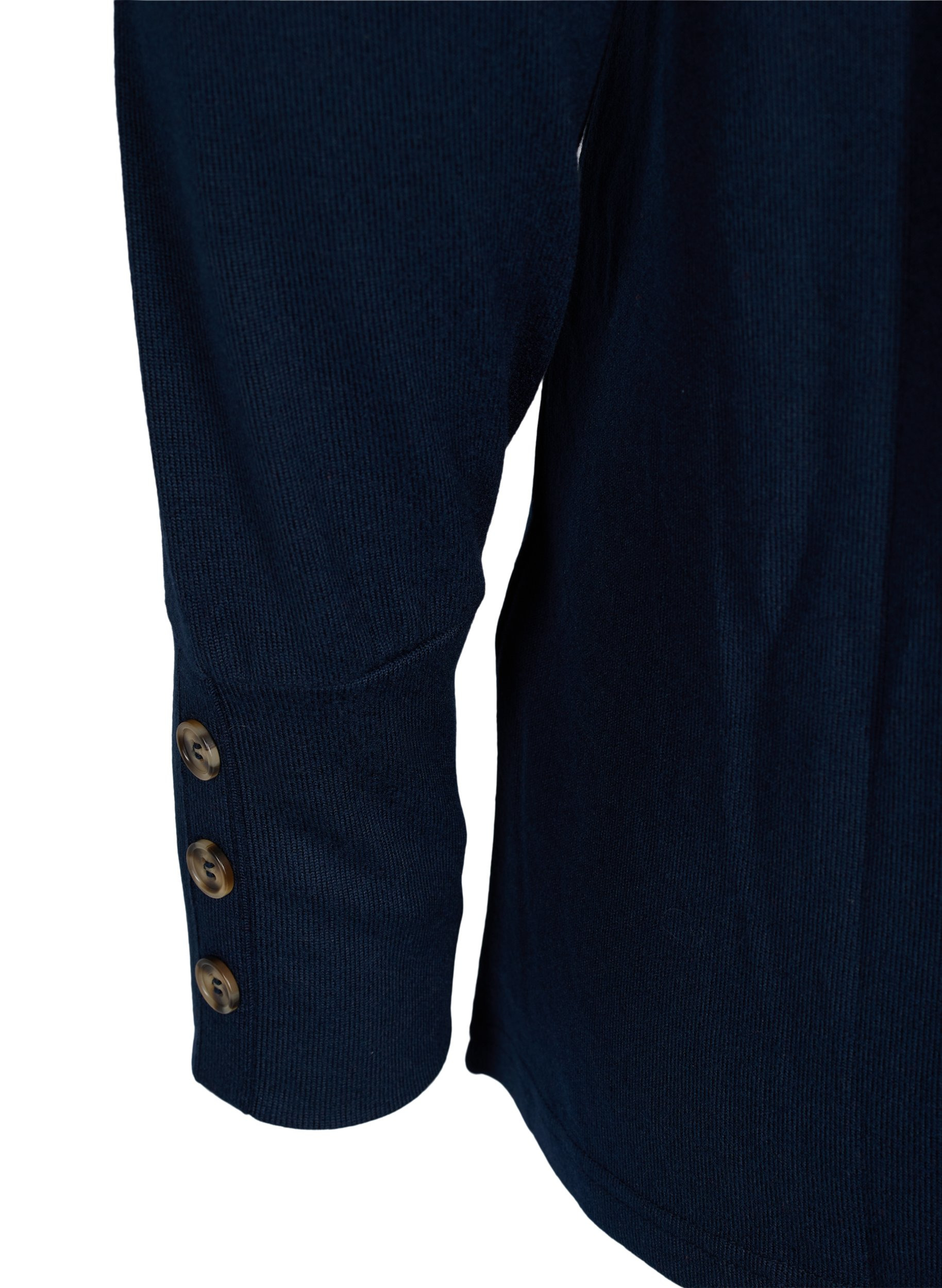 Langermet genser med knappedetaljer, Black, Packshot image number 3