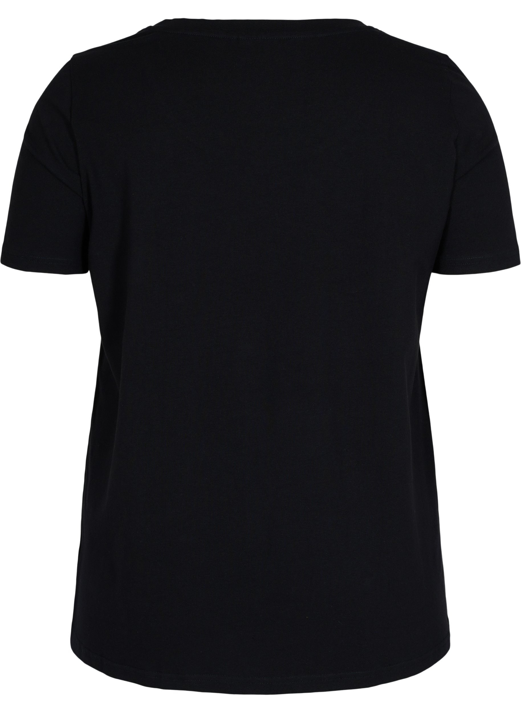 Kortermet T-skjorte i bomull med mønster, Black w. star copper, Packshot image number 1
