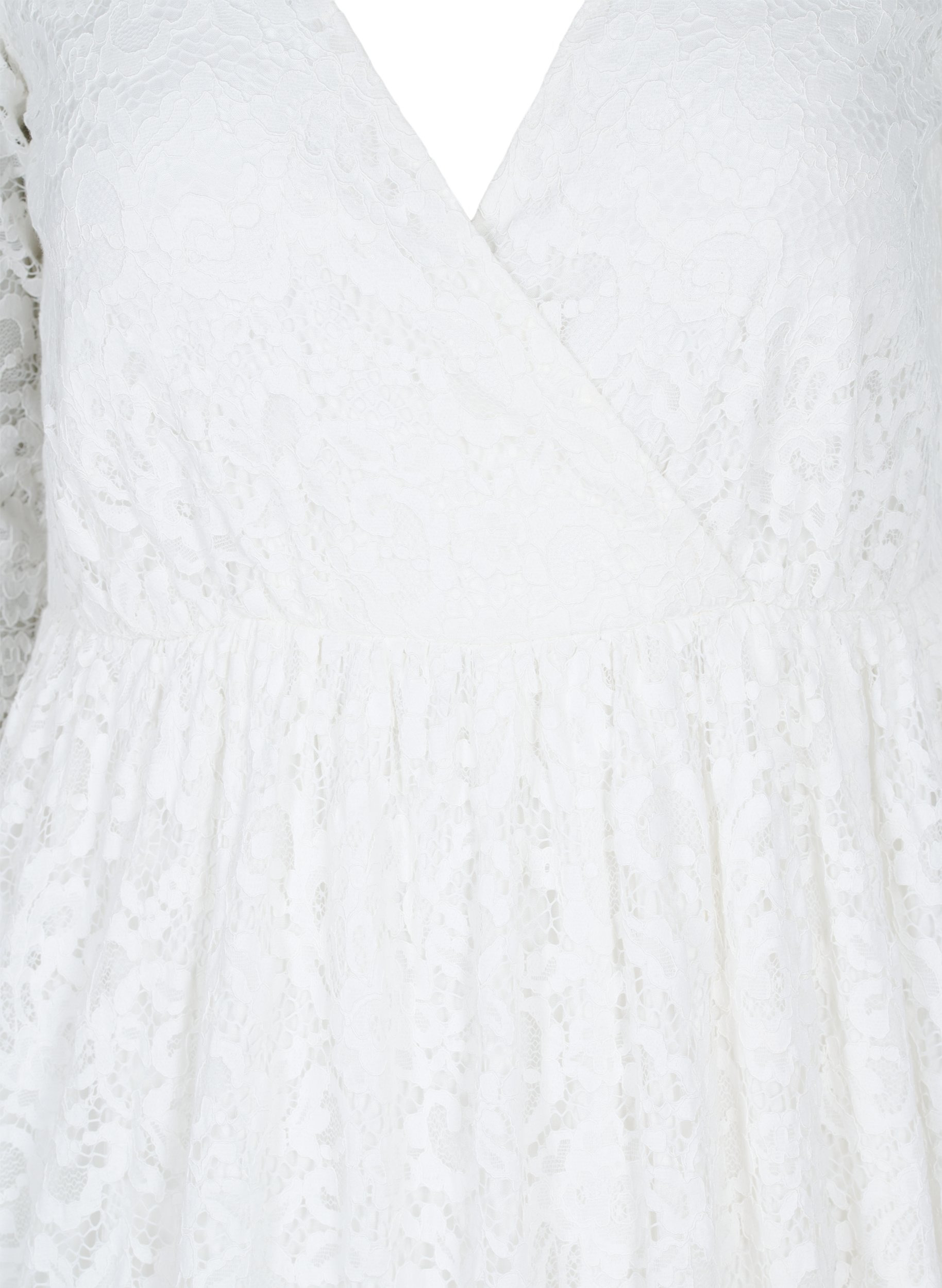 Brudekjole med blonder og 3/4-ermer, Star White, Packshot image number 2