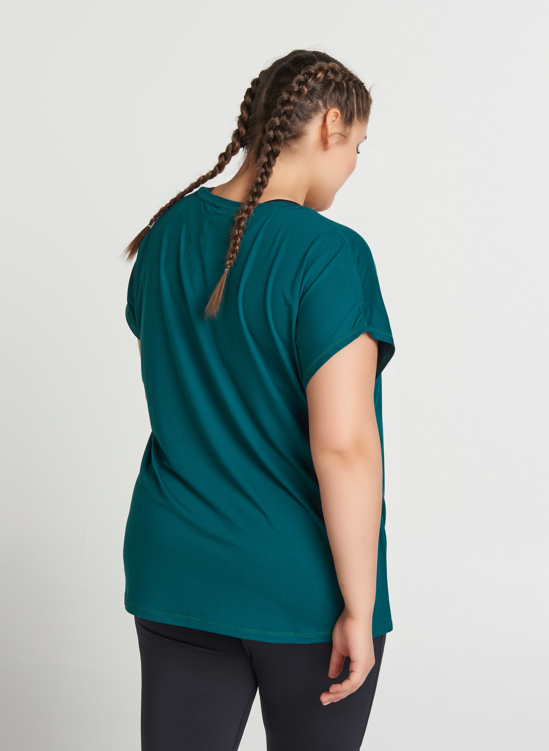 Ensfarget t-skjorte til trening, Deep Teal, Model image number 1