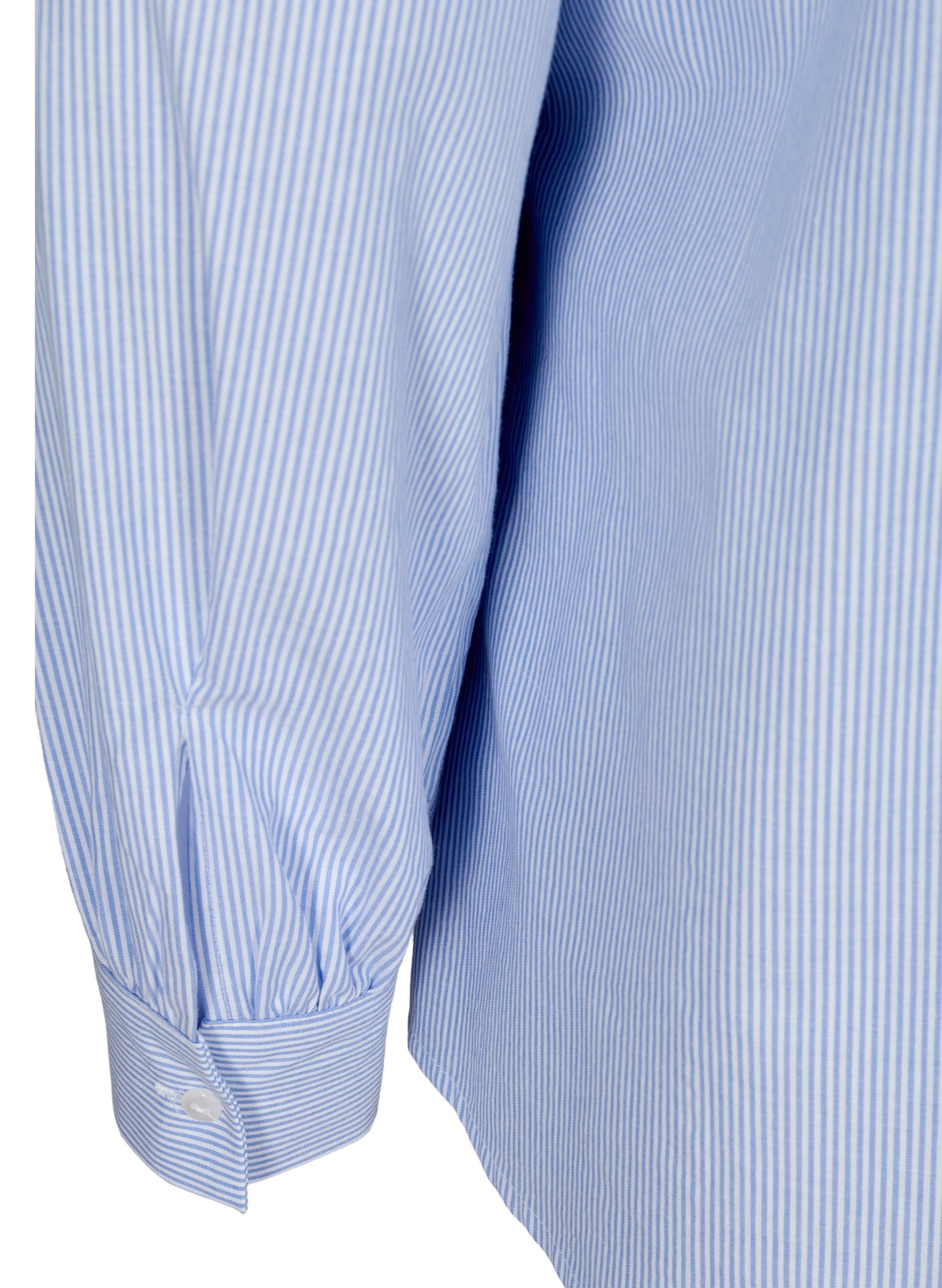Stripete skjorte i bomull, White/Blue stripe, Packshot image number 3