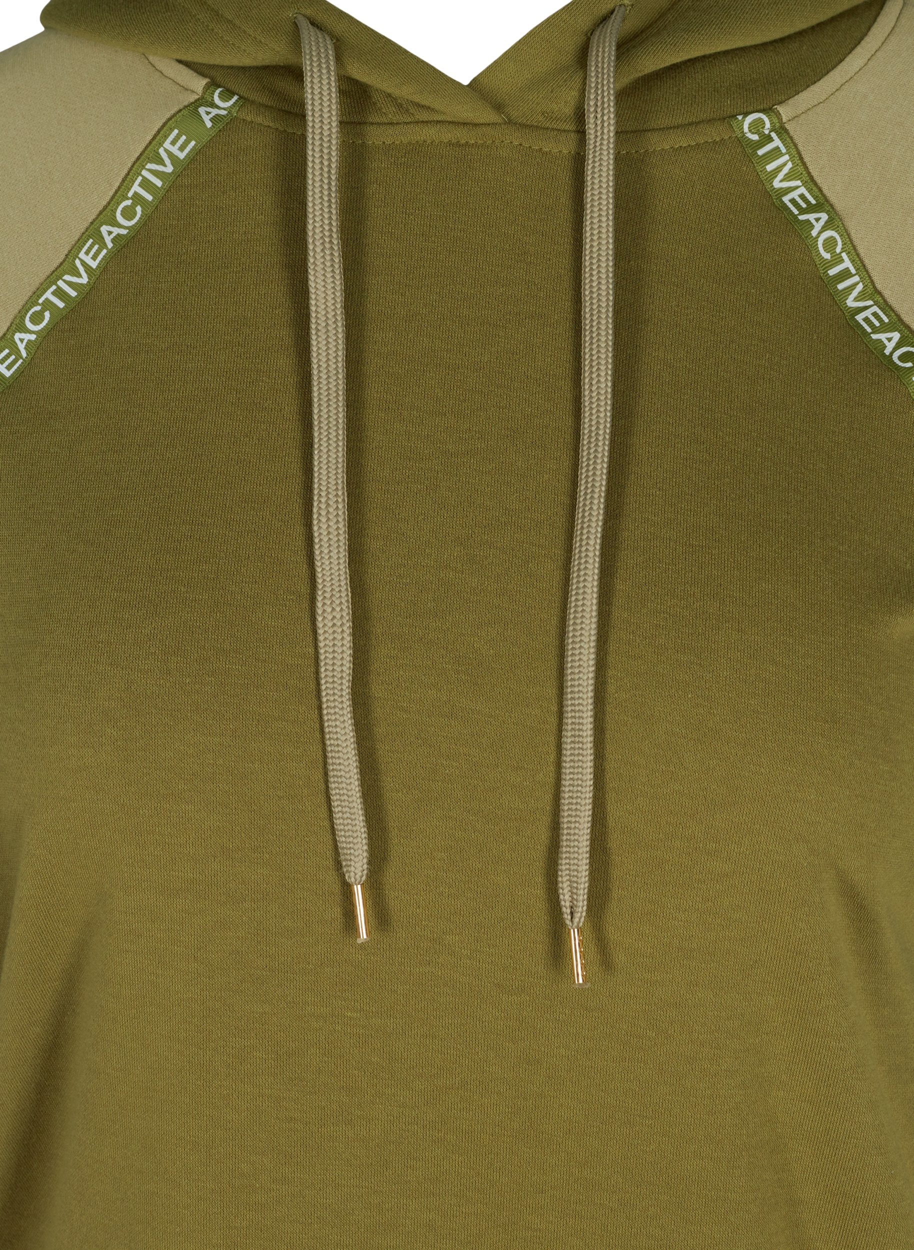 Hettegenser med en stor lomme foran, Olive Drab, Packshot image number 2