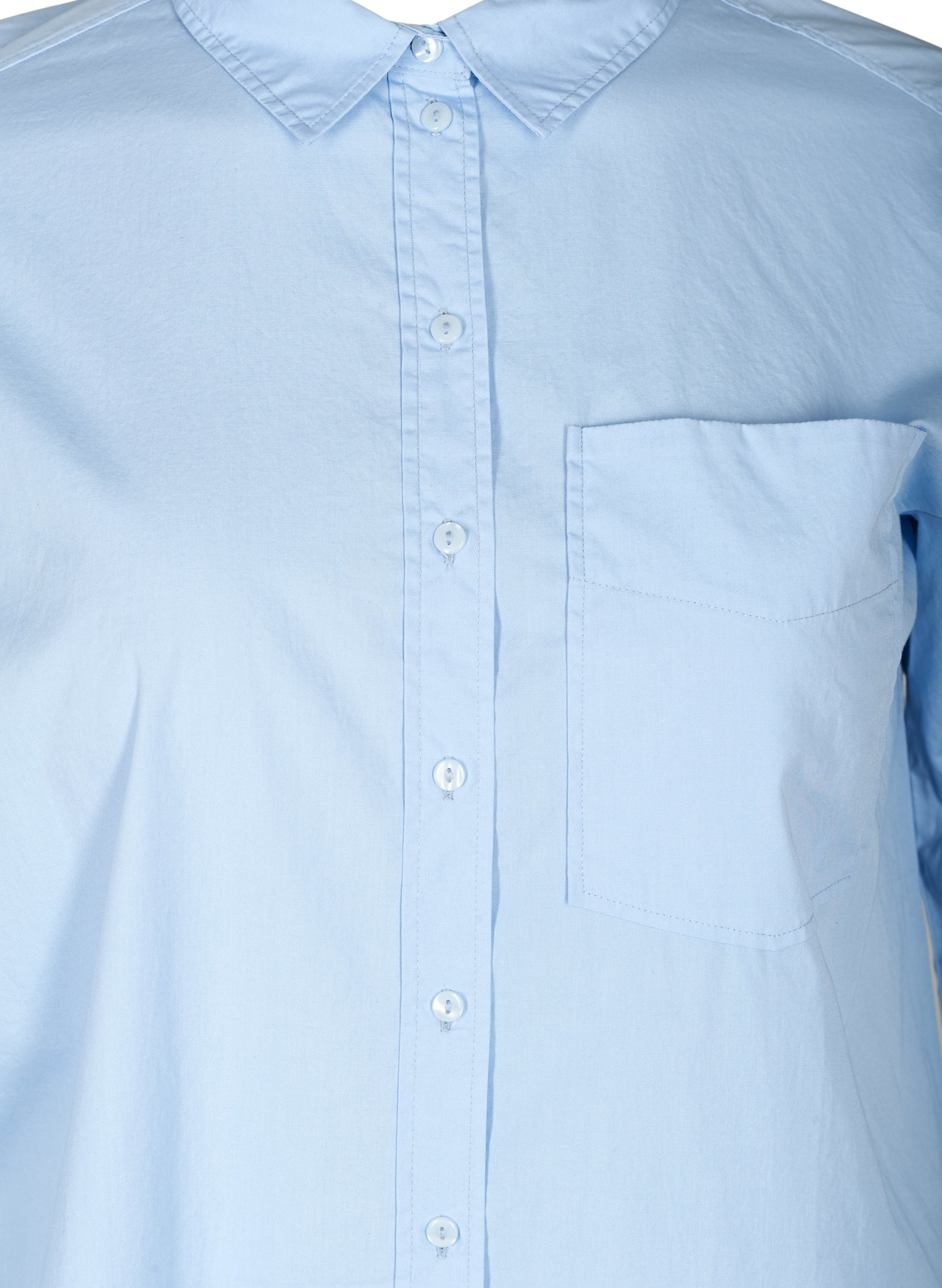 Lang bomullsskjorte med lomme på brystet, Blue Heron, Packshot image number 2