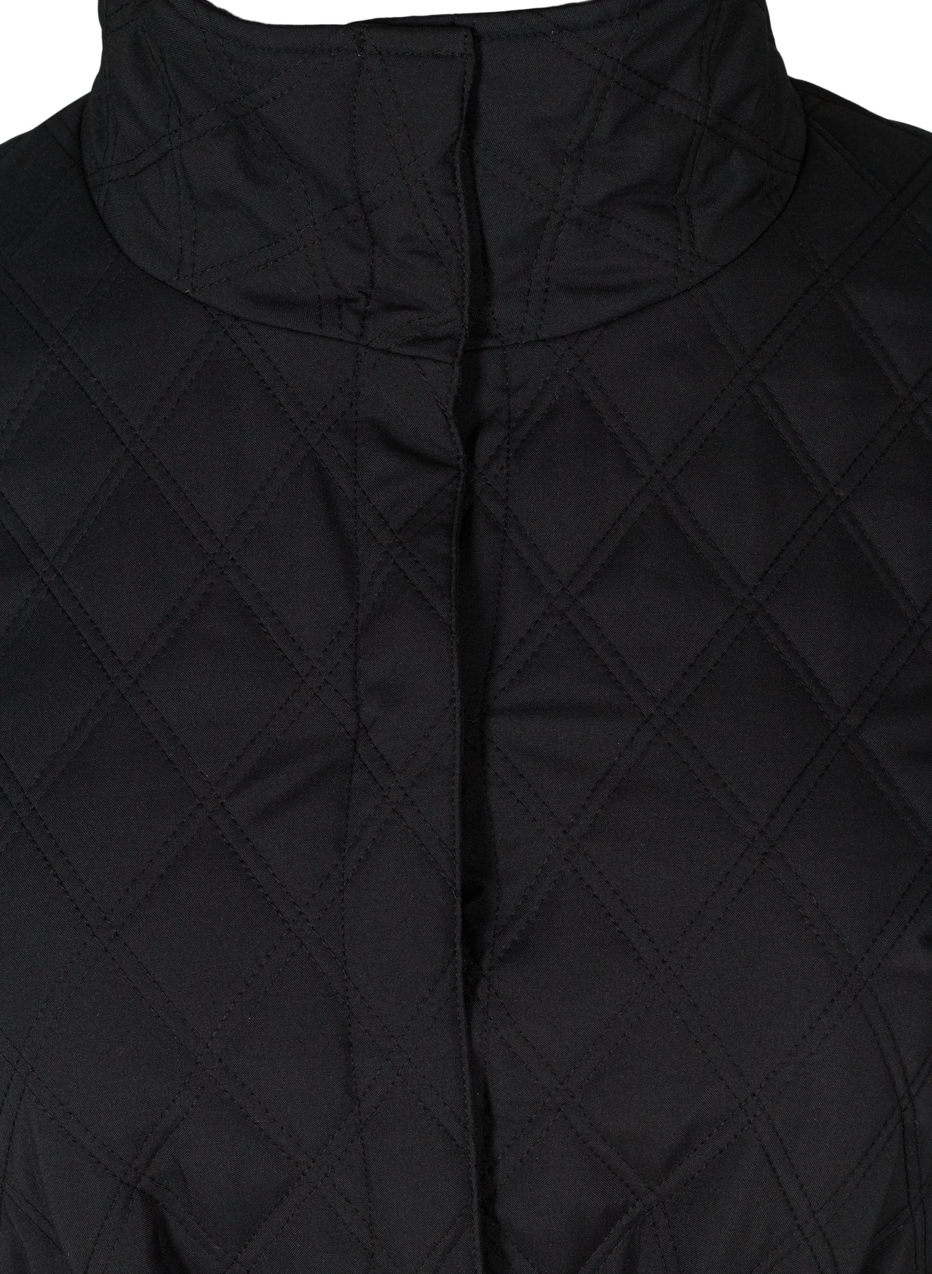Lang quiltet jakke med belte, Black, Packshot image number 2