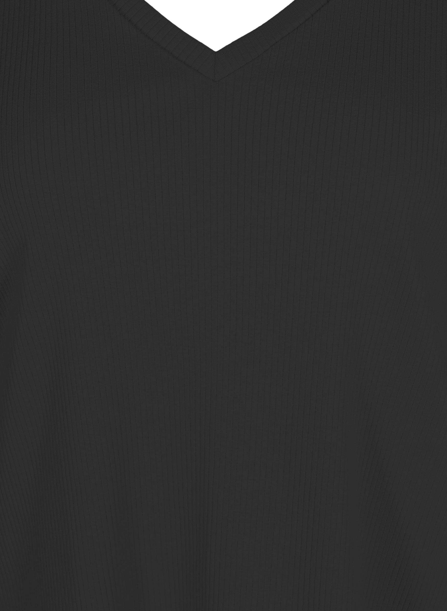 T-skjorte med en ribbet struktur i bomull, Black, Packshot image number 2