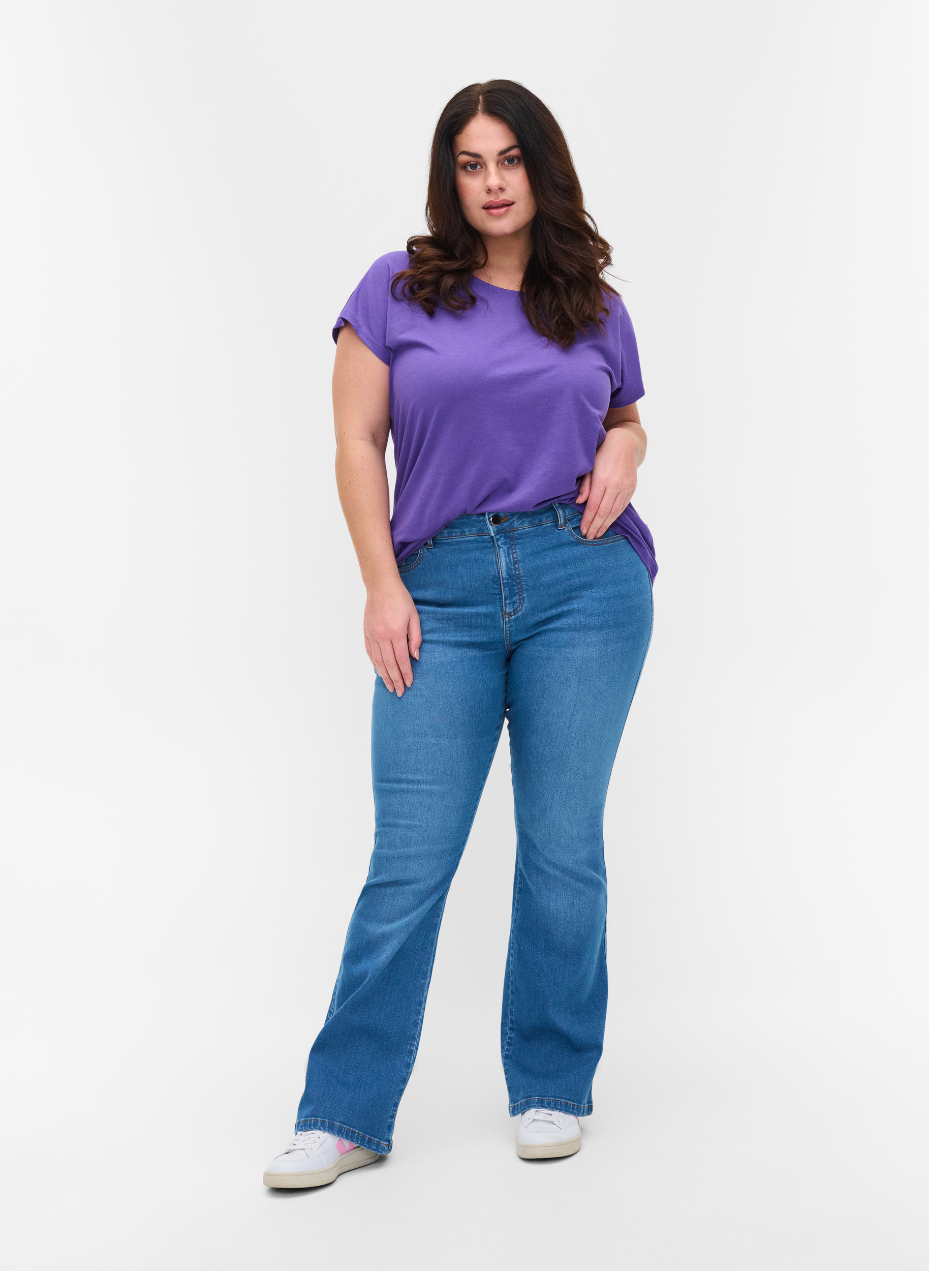 T-skjorte i bomullsmiks, Ultra Violet, Model image number 2