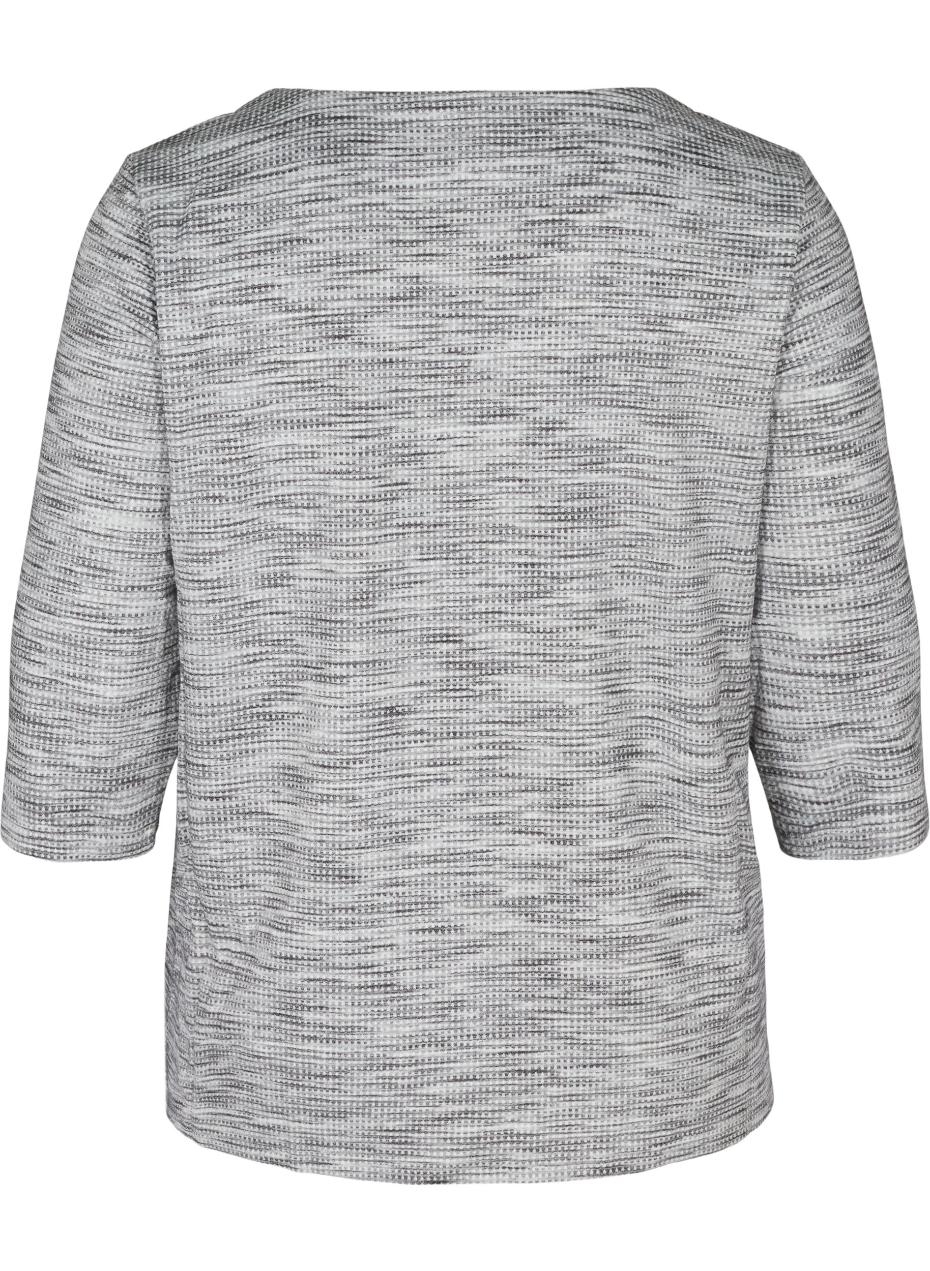Melert genser med 3/4-ermer, Light Grey Melange, Packshot image number 1