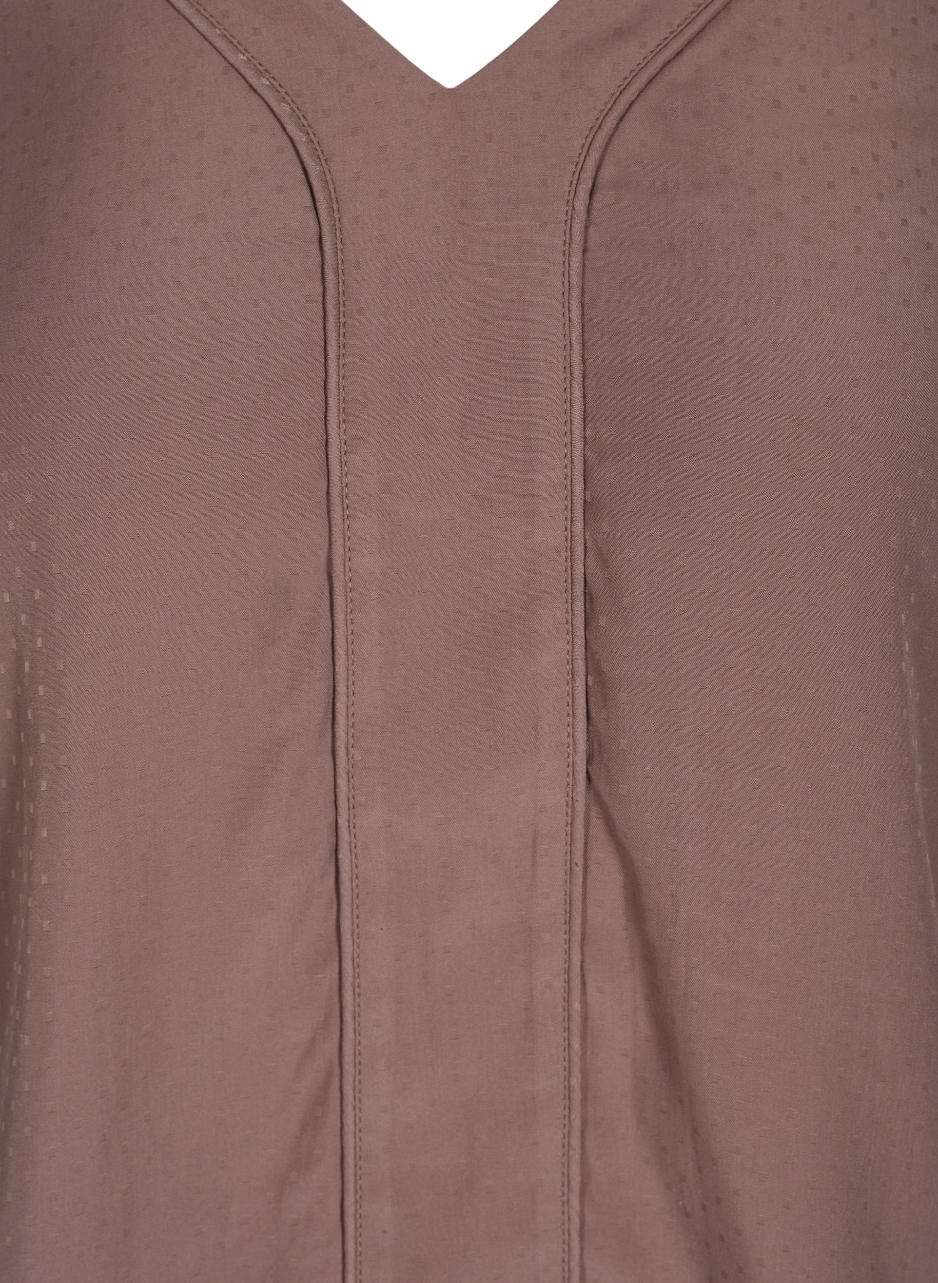 Bluse med V-hals og smock, Deep Taupe, Packshot image number 2