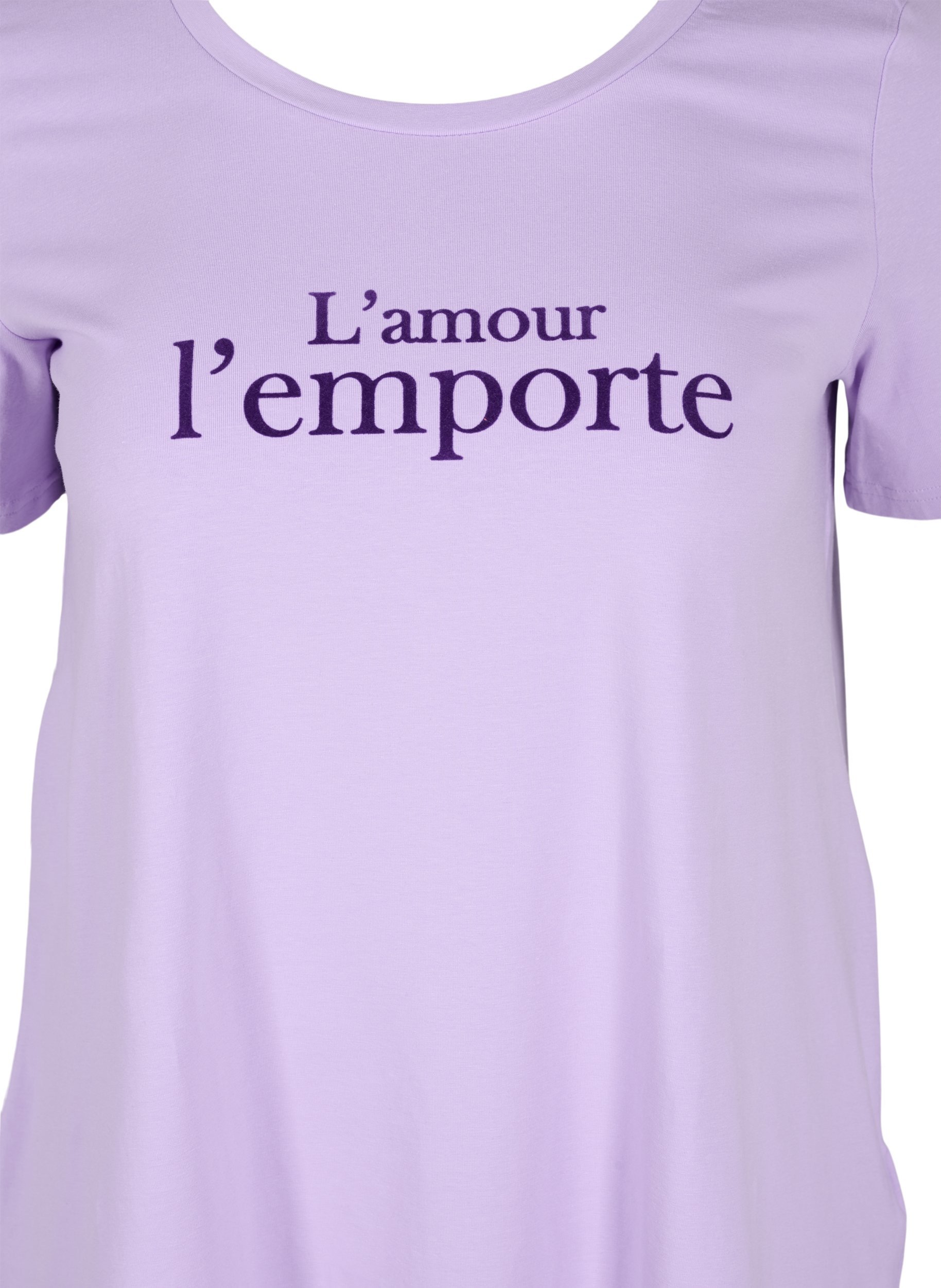Kortermet T-skjorte i bomull med mønster,  Lavender LAMOUR, Packshot image number 2