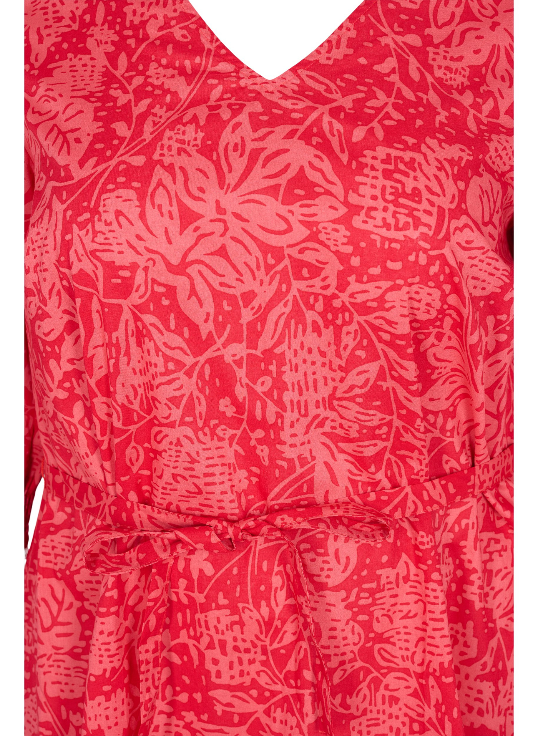 Mønstrete kjole med knyting, Ribbon Red AOP, Packshot image number 2