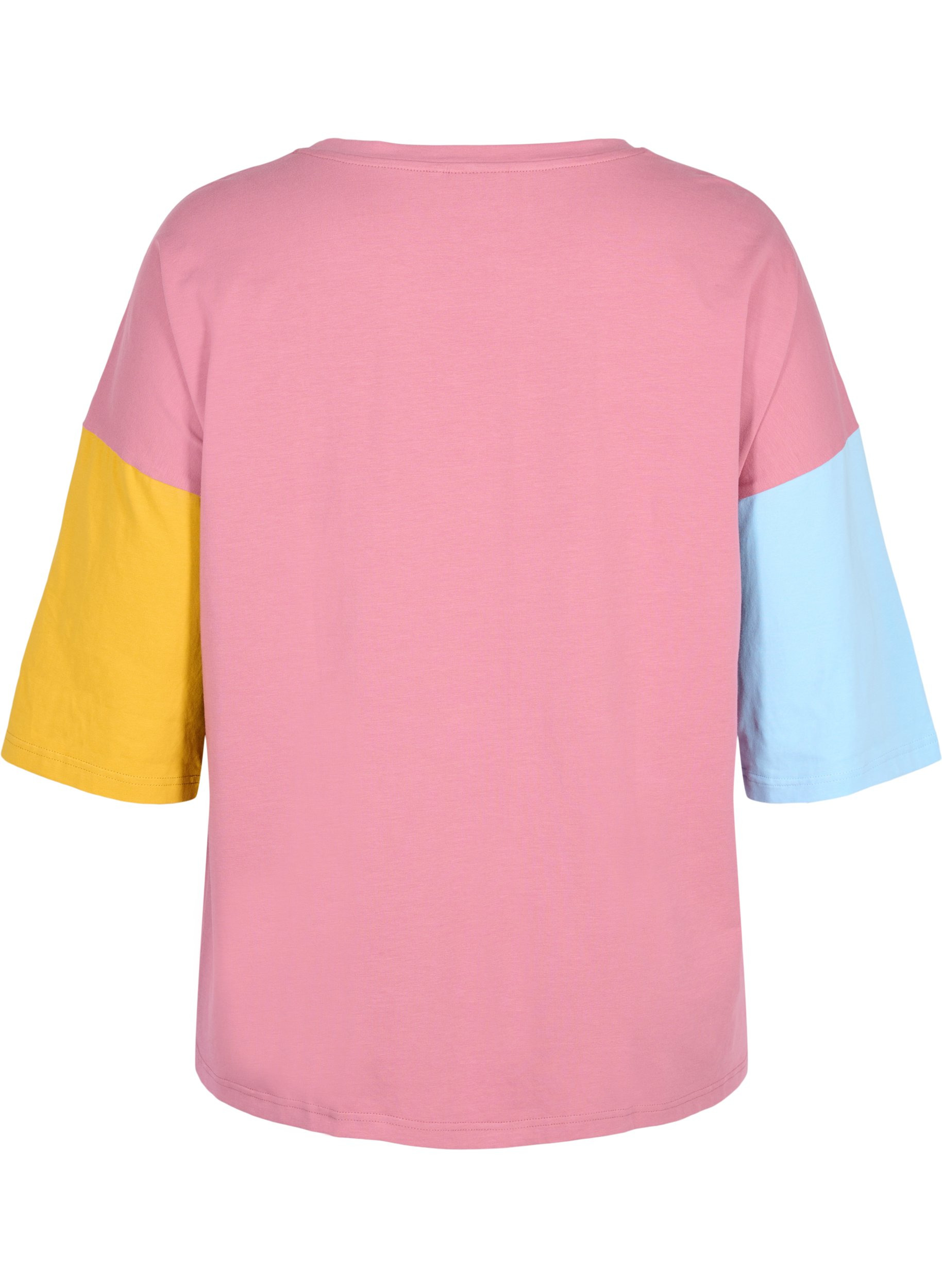 T-skjorte med colorblock og 2/4-ermer, Pink Blocking, Packshot image number 1