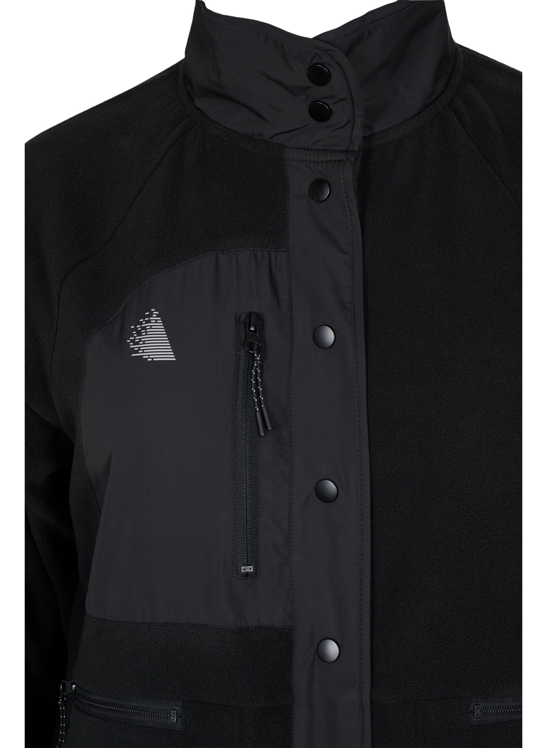 Treningsjakke i fleece med høy hals og lommer, Black, Packshot image number 2