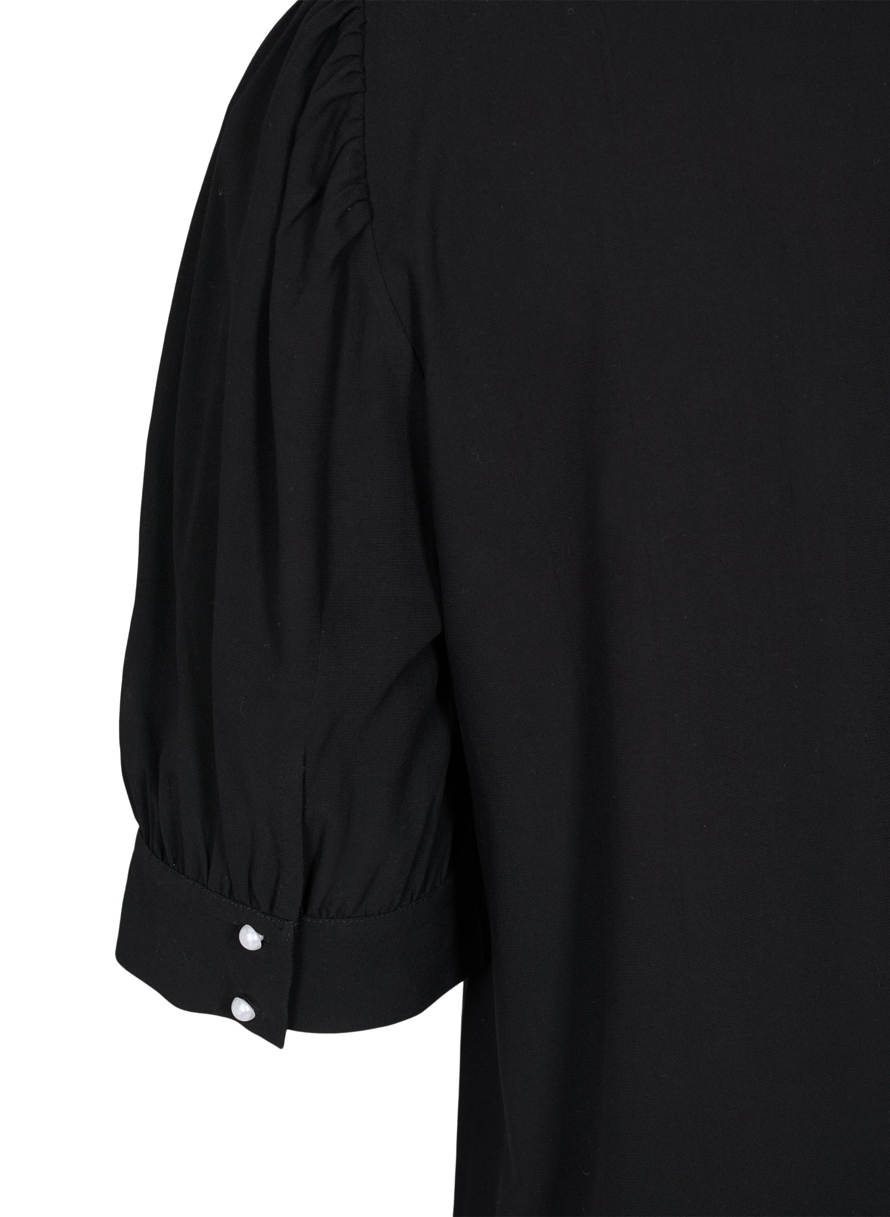 Bluse i viskose med A-form, Black, Packshot image number 3