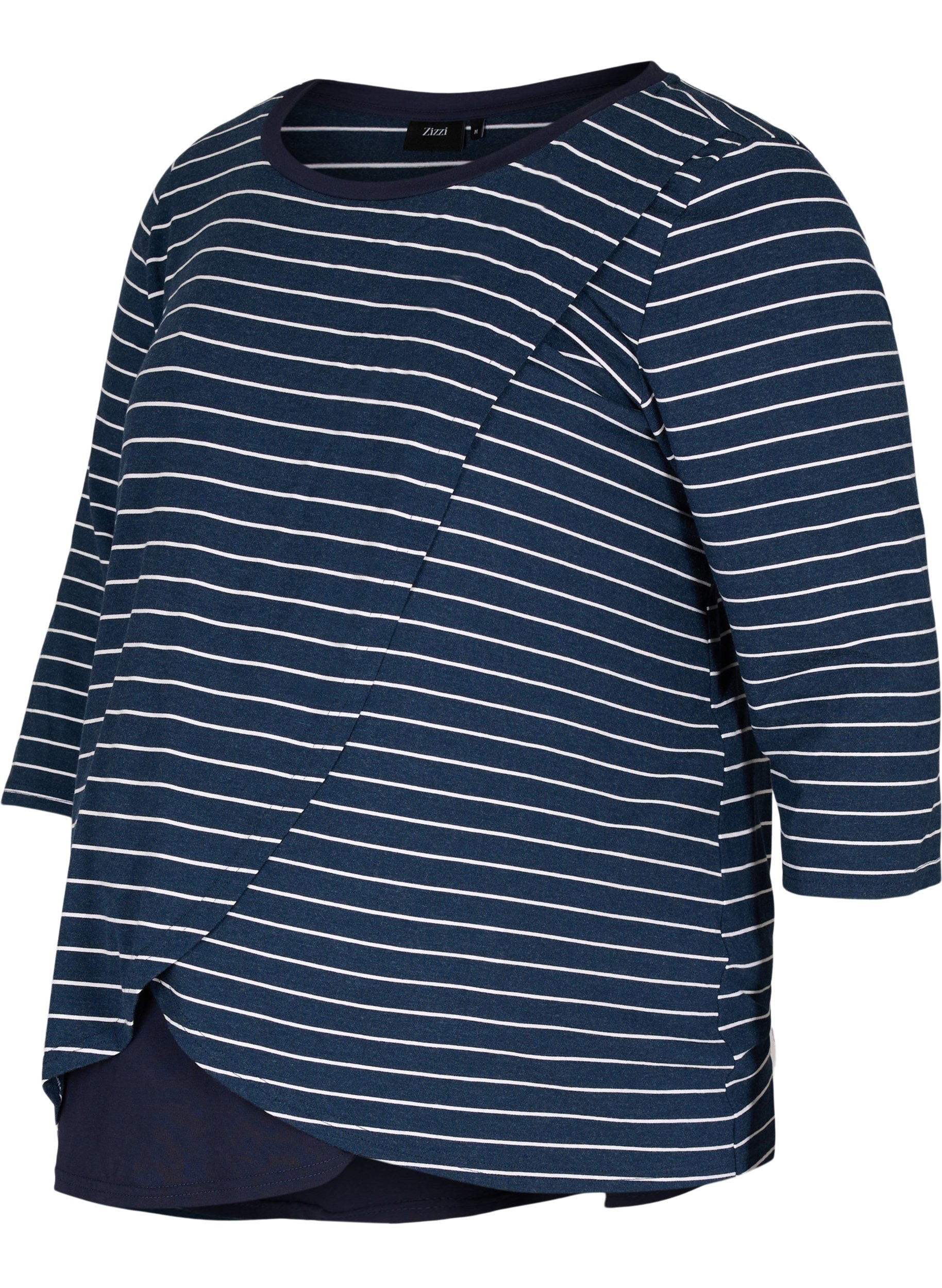 Stripete bluse til gravide med 3/4-ermer, Blue Stripe , Packshot image number 0