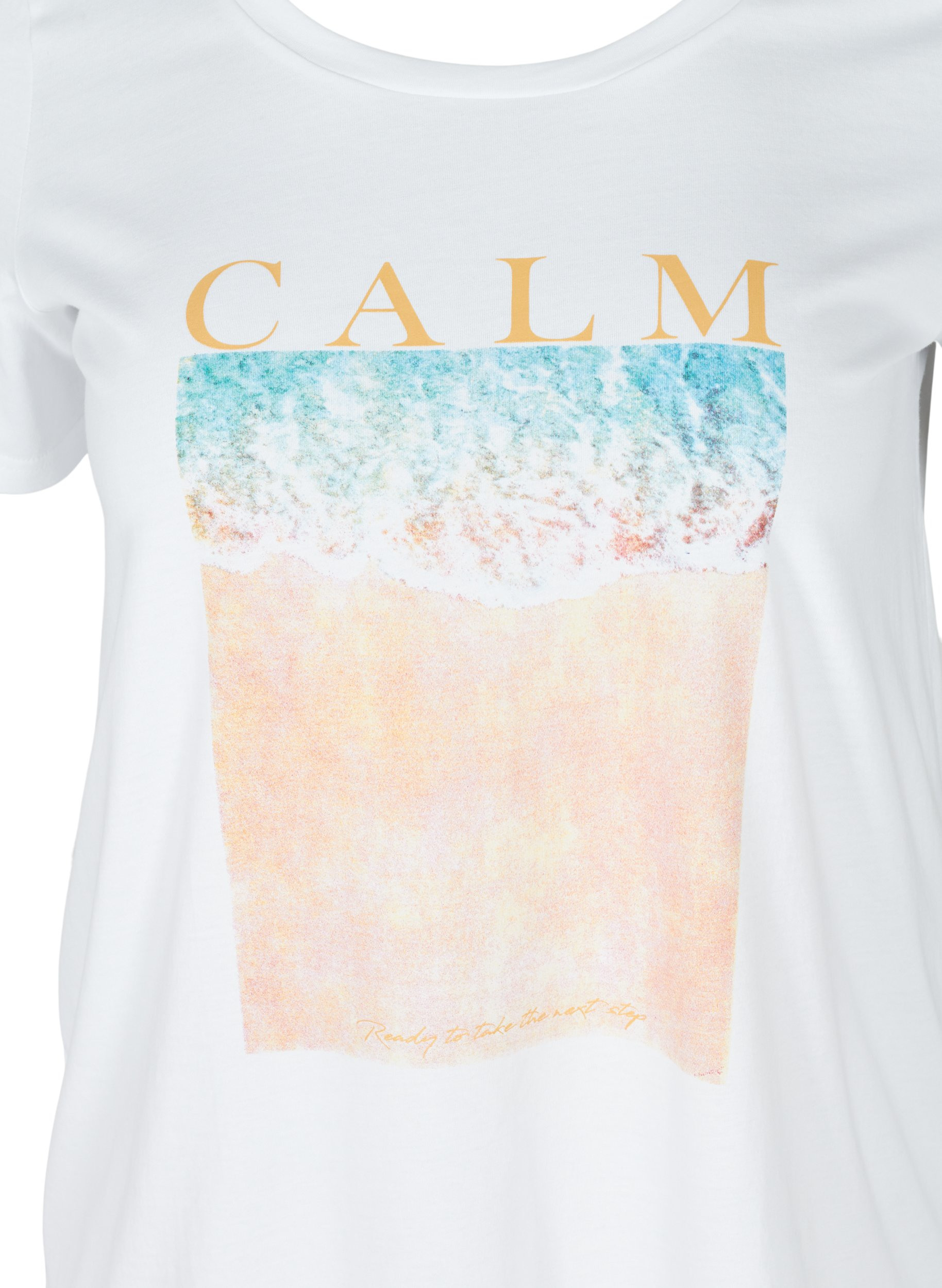 Kortermet T-skjorte i bomull med trykk, Bright White CALM, Packshot image number 2