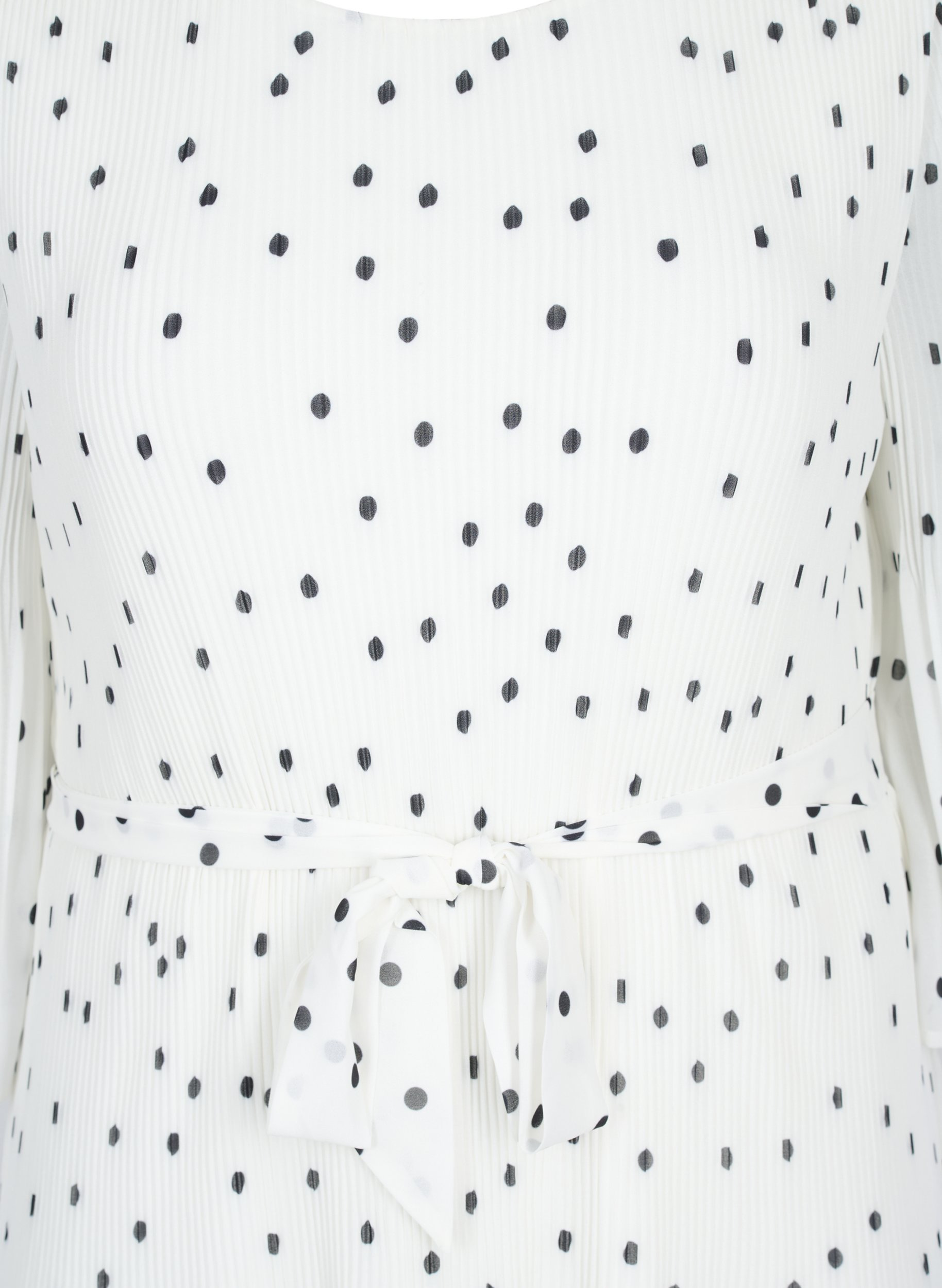 Mønstrete plissékjole med knyting, Bright White w. Dots, Packshot image number 2
