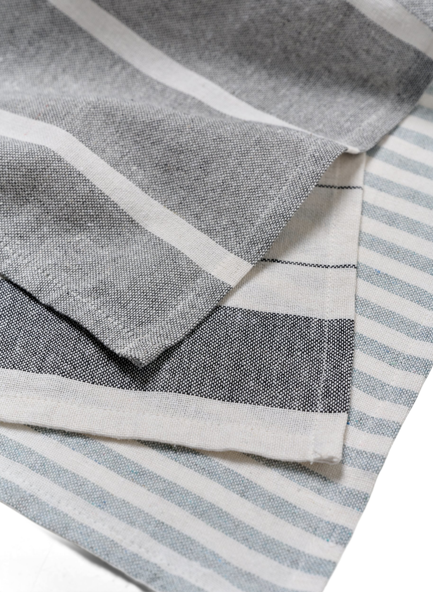 Stripete kjøkkenhåndkle i bomull, 3 stk., 3-Pack Grey, Packshot image number 1