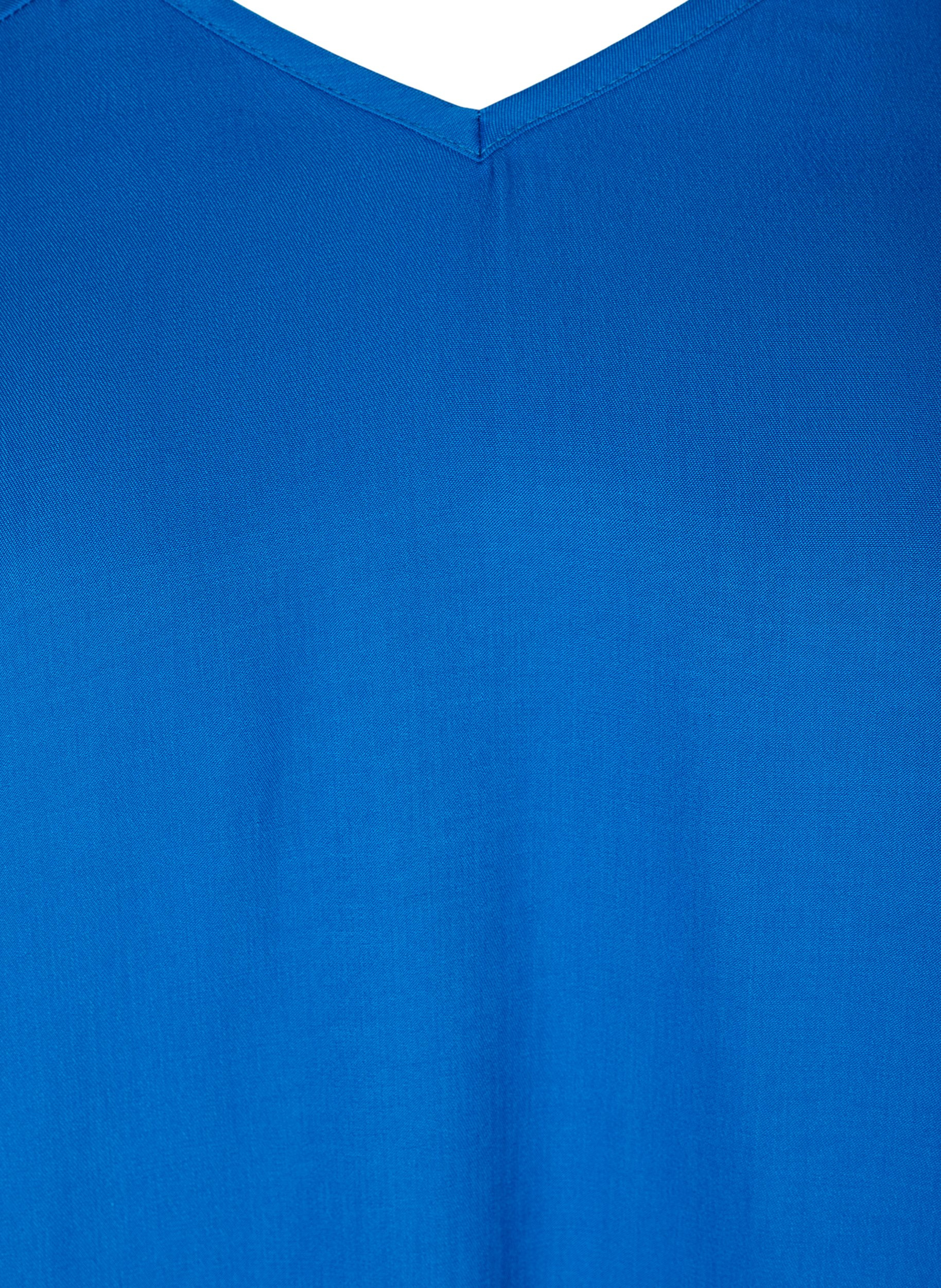 Bluse med A-form, V-hals og 3/4-ermer, Princess Blue, Packshot image number 2