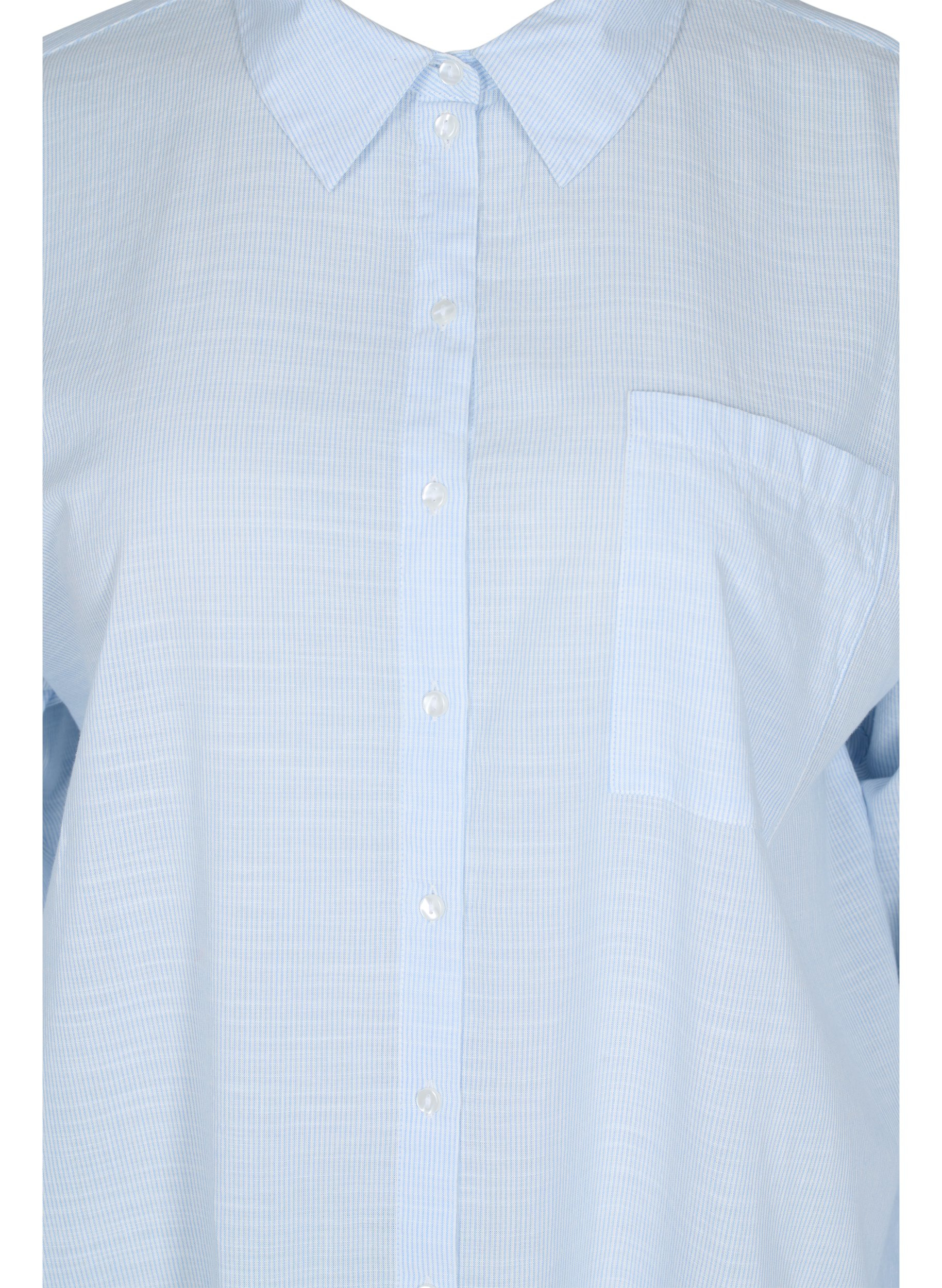 Stripete nattskjorte i bomull, White w. Blue Stripe, Packshot image number 2