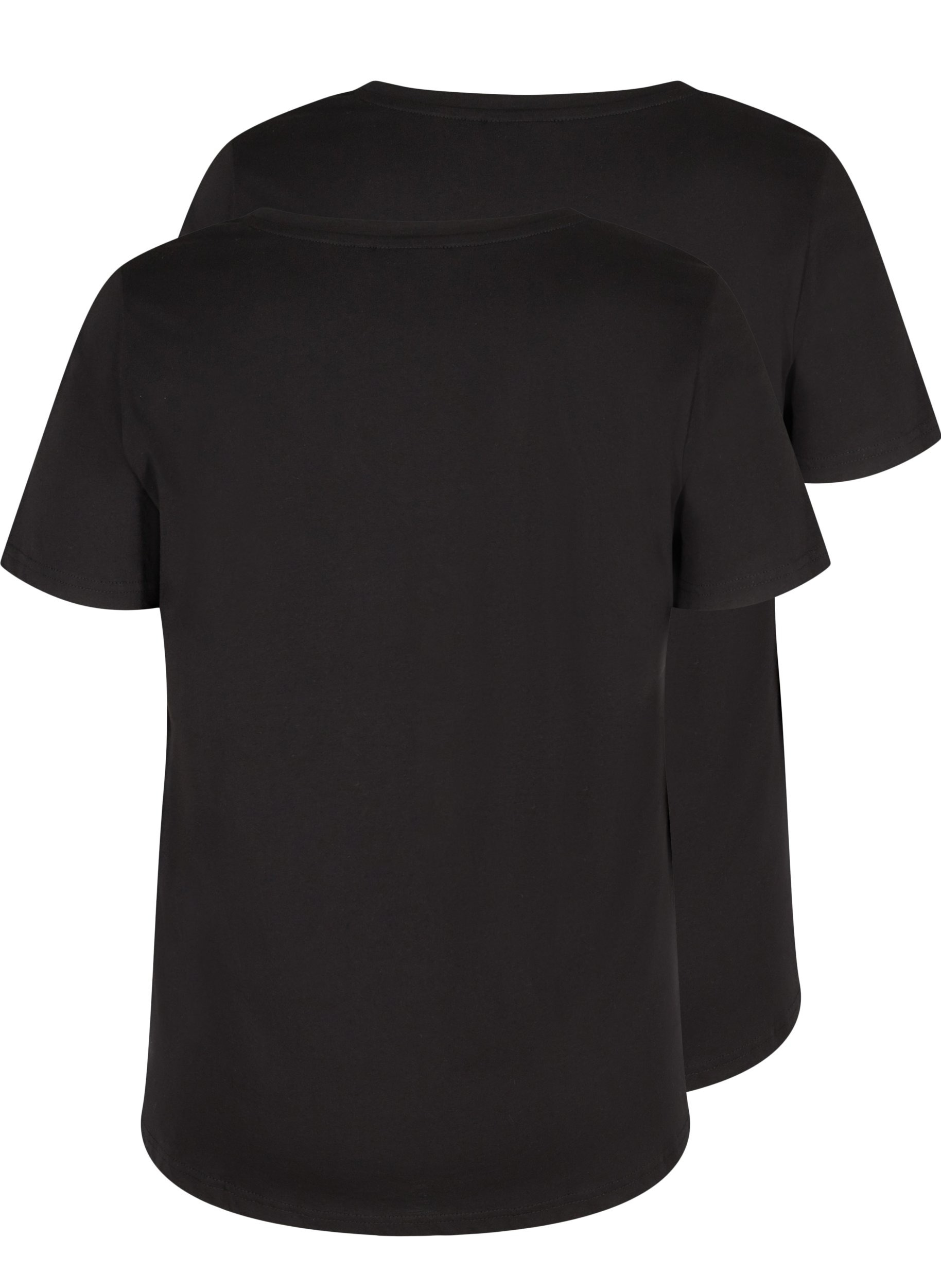 Basic T-skjorter i bomull, 2 stk., Black, Packshot image number 1