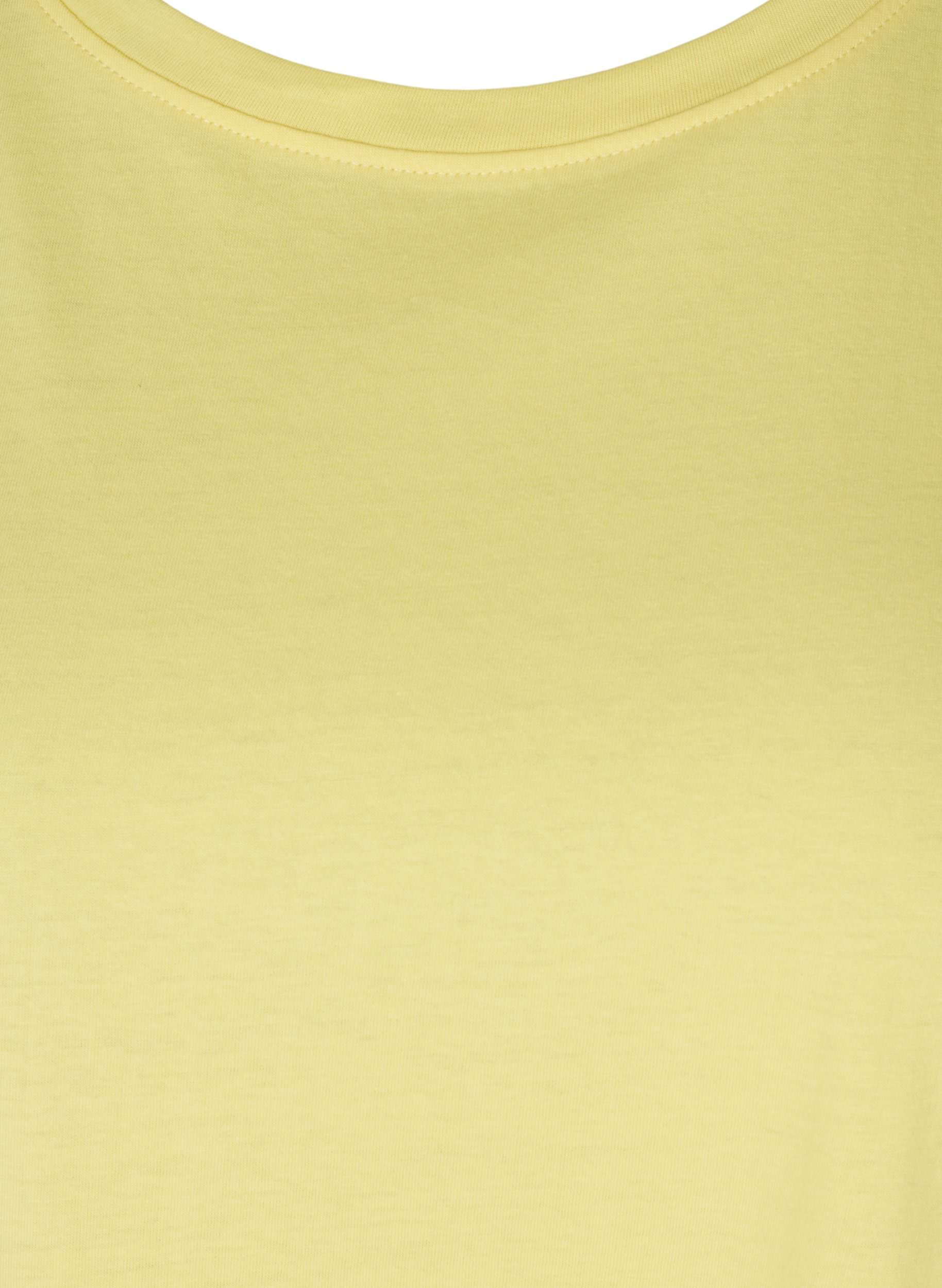 T-skjorte i bomull med 2/4-ermer, Pale Banana, Packshot image number 2
