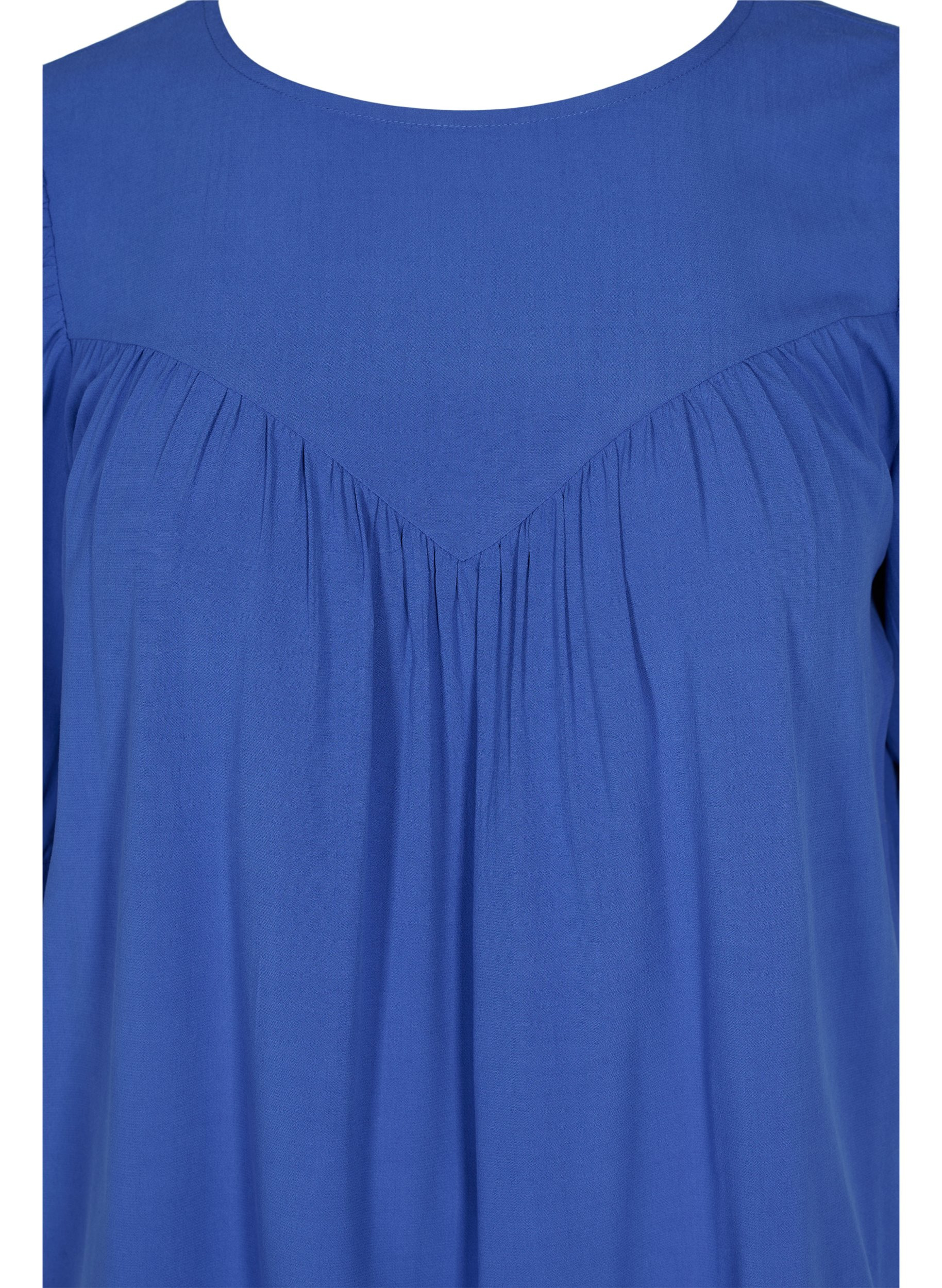 Bluse i viskose med A-form, Dazzling Blue, Packshot image number 2