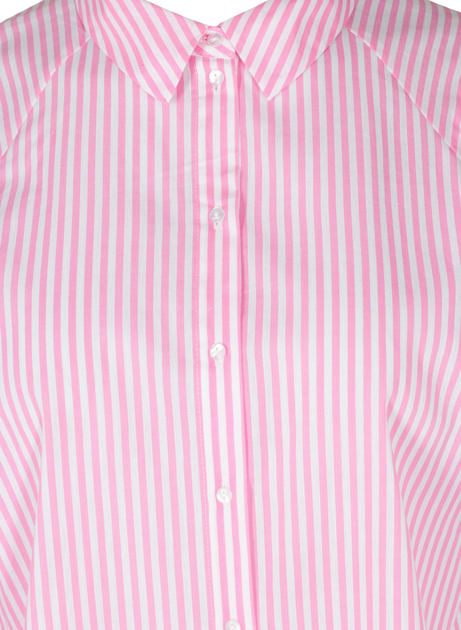 Stripete skjorte i bomull, White/ Pink Stripe, Packshot image number 2