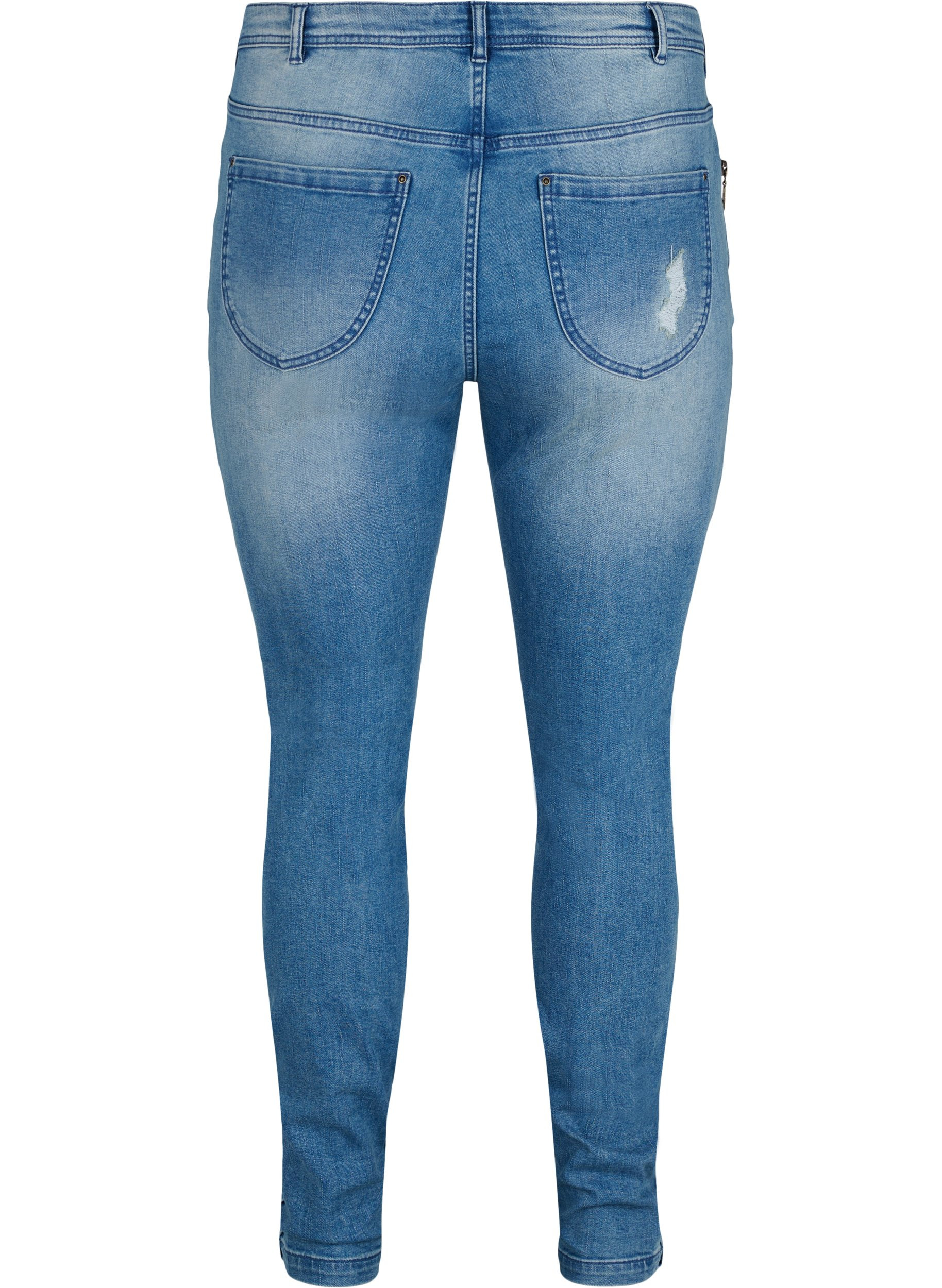 Super slim Amy jeans med splitt og knapper, Light blue, Packshot image number 1
