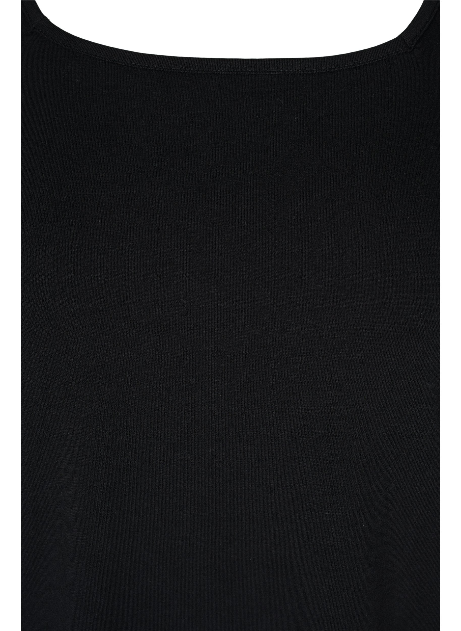 Ensfarget T-skjorte i bomull med 3/4-ermer, Black, Packshot image number 2