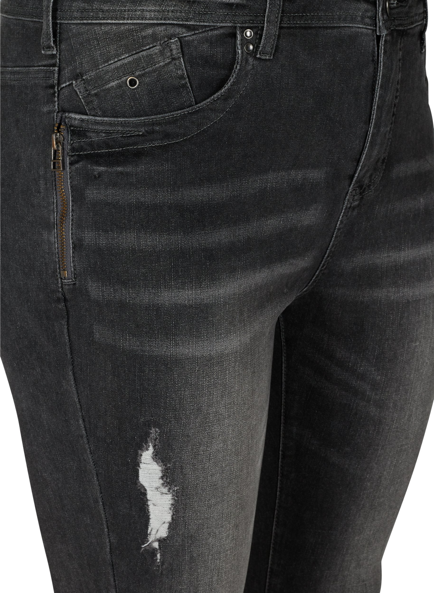 Super slim Amy jeans med splitt, Grey Denim, Packshot image number 2