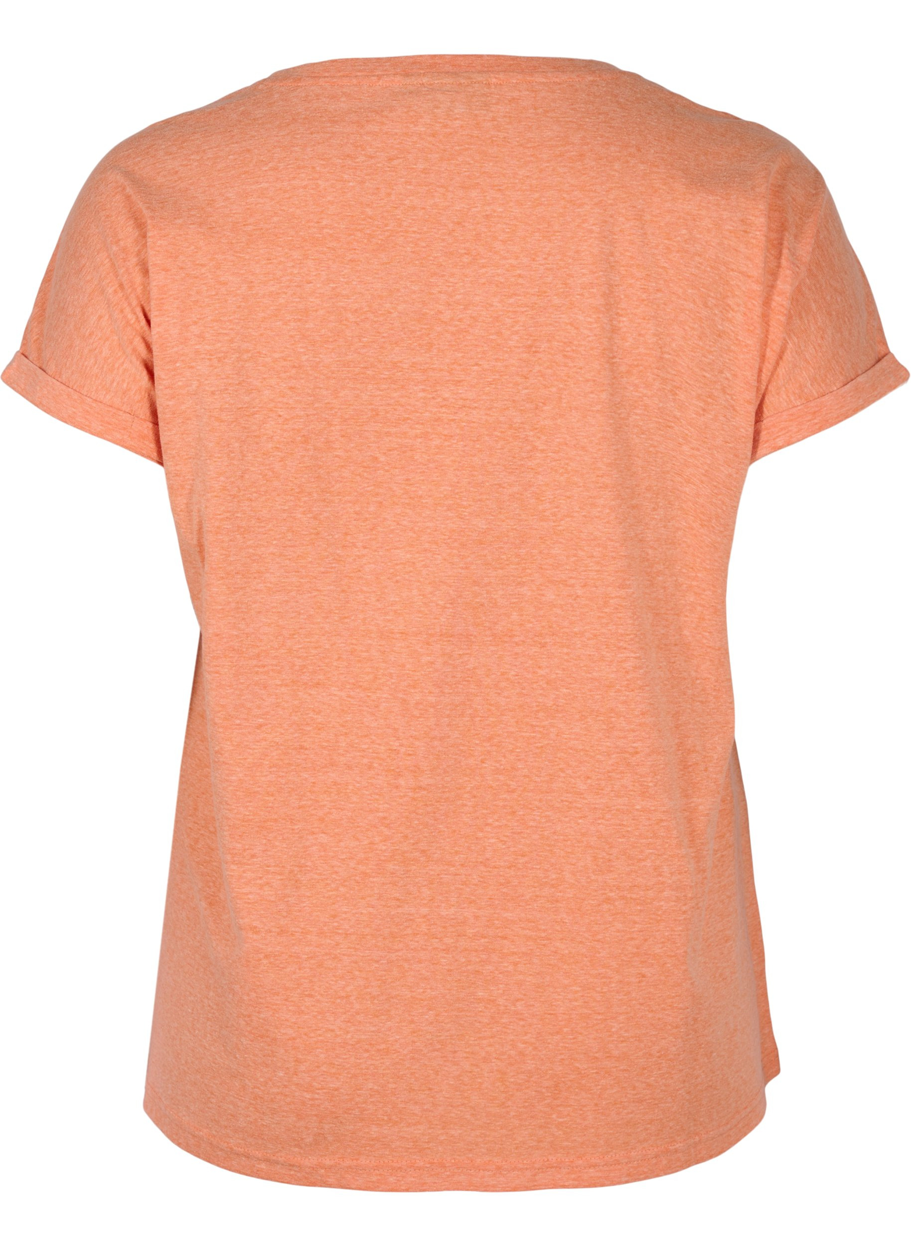 Melert T-skjorte i bomull , Amberglow Melange, Packshot image number 1