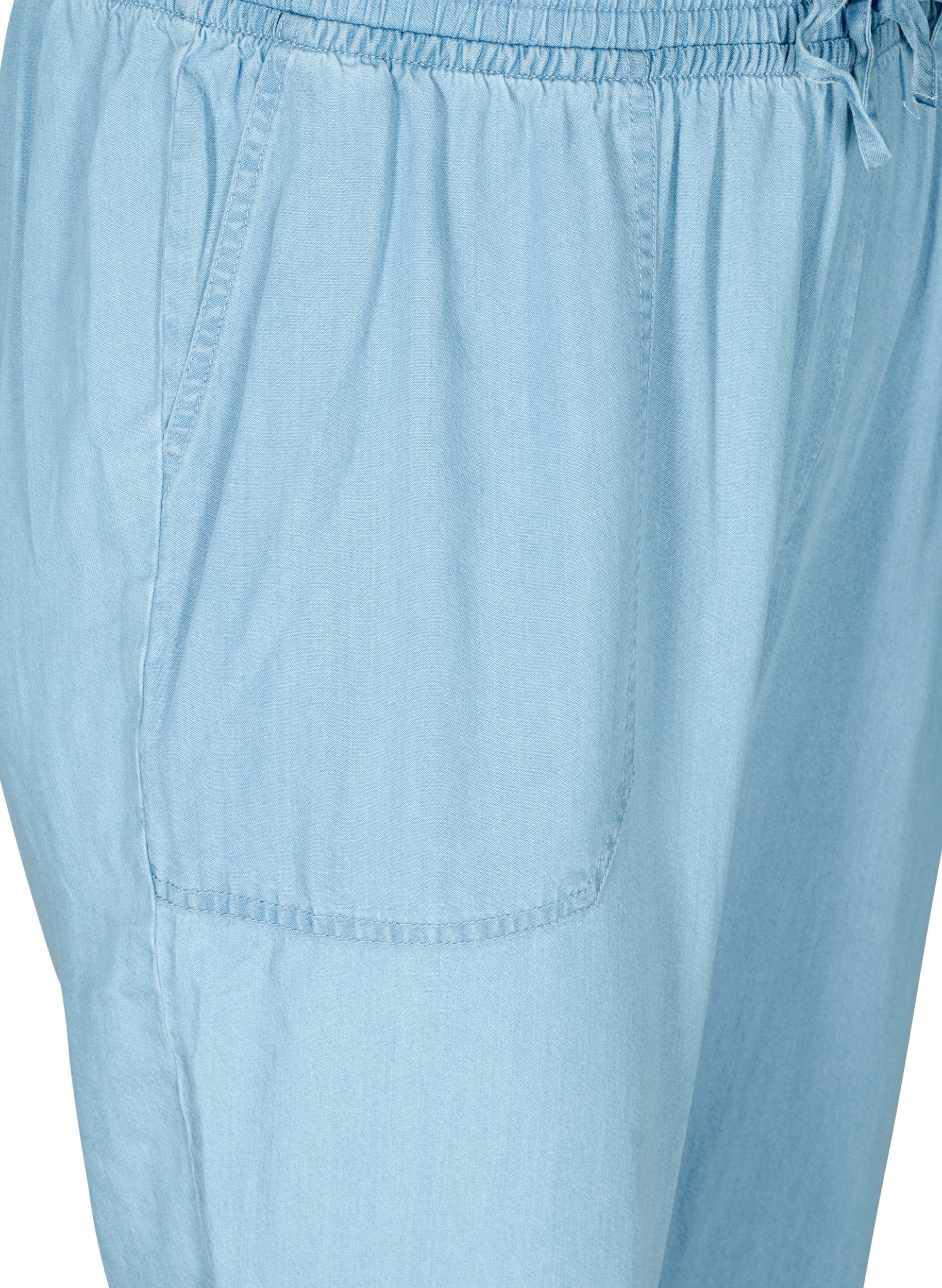 Løse bukser i lyocell, Light blue denim, Packshot image number 2