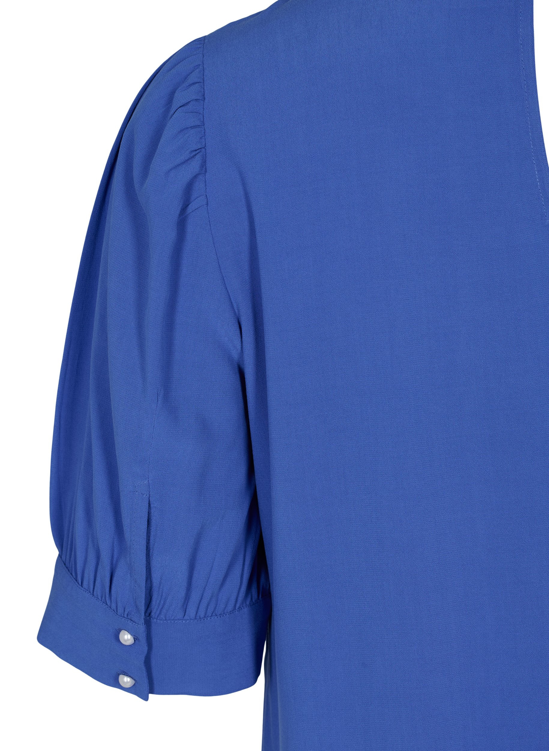 Bluse i viskose med A-form, Dazzling Blue, Packshot image number 3