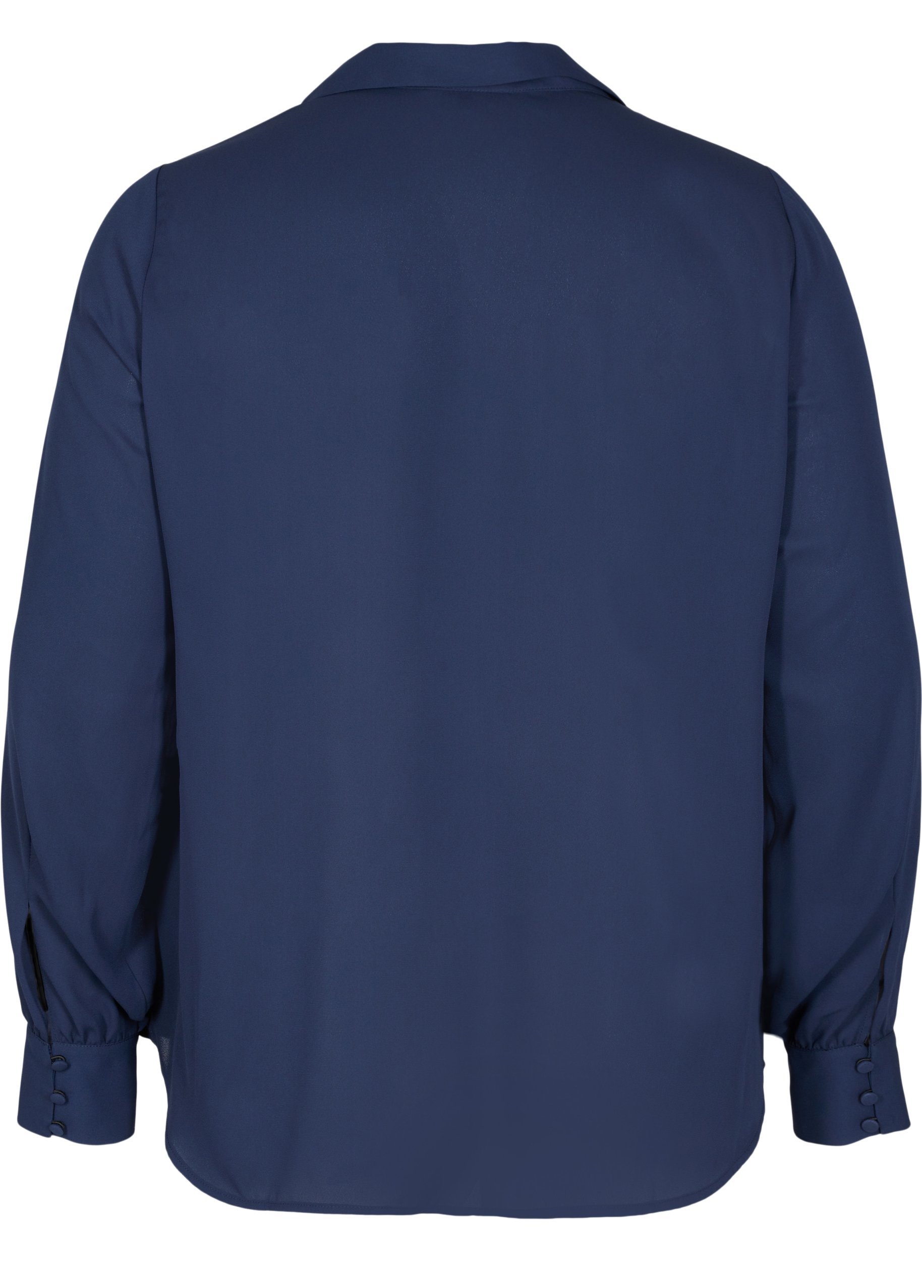 Skjorte med knappelukking og V-hals, Navy Blazer, Packshot image number 1