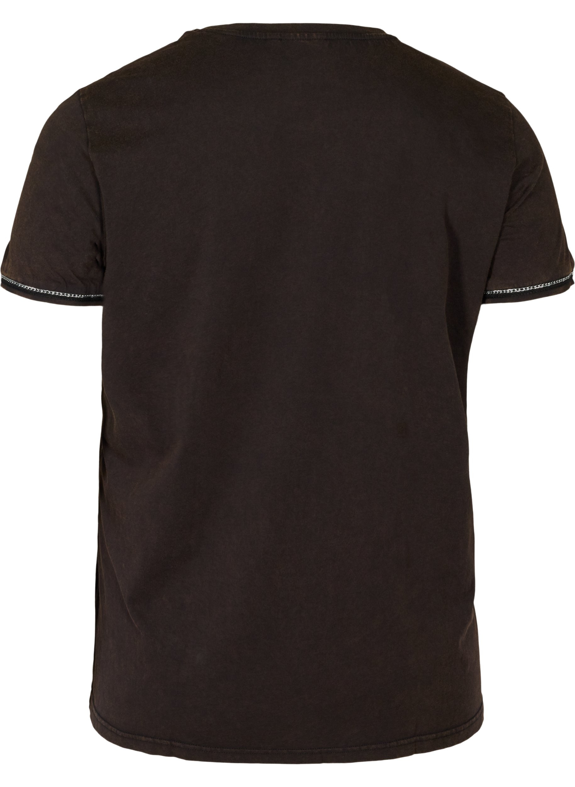 Kortermet T-skjorte med kjededetaljer, Black Acid Wash, Packshot image number 1