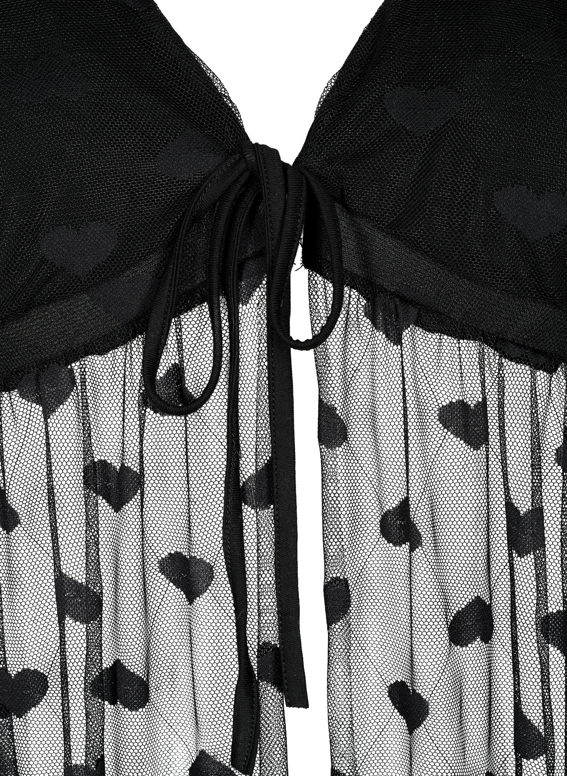 Transparent nattkjole med mønster, Black, Packshot image number 2