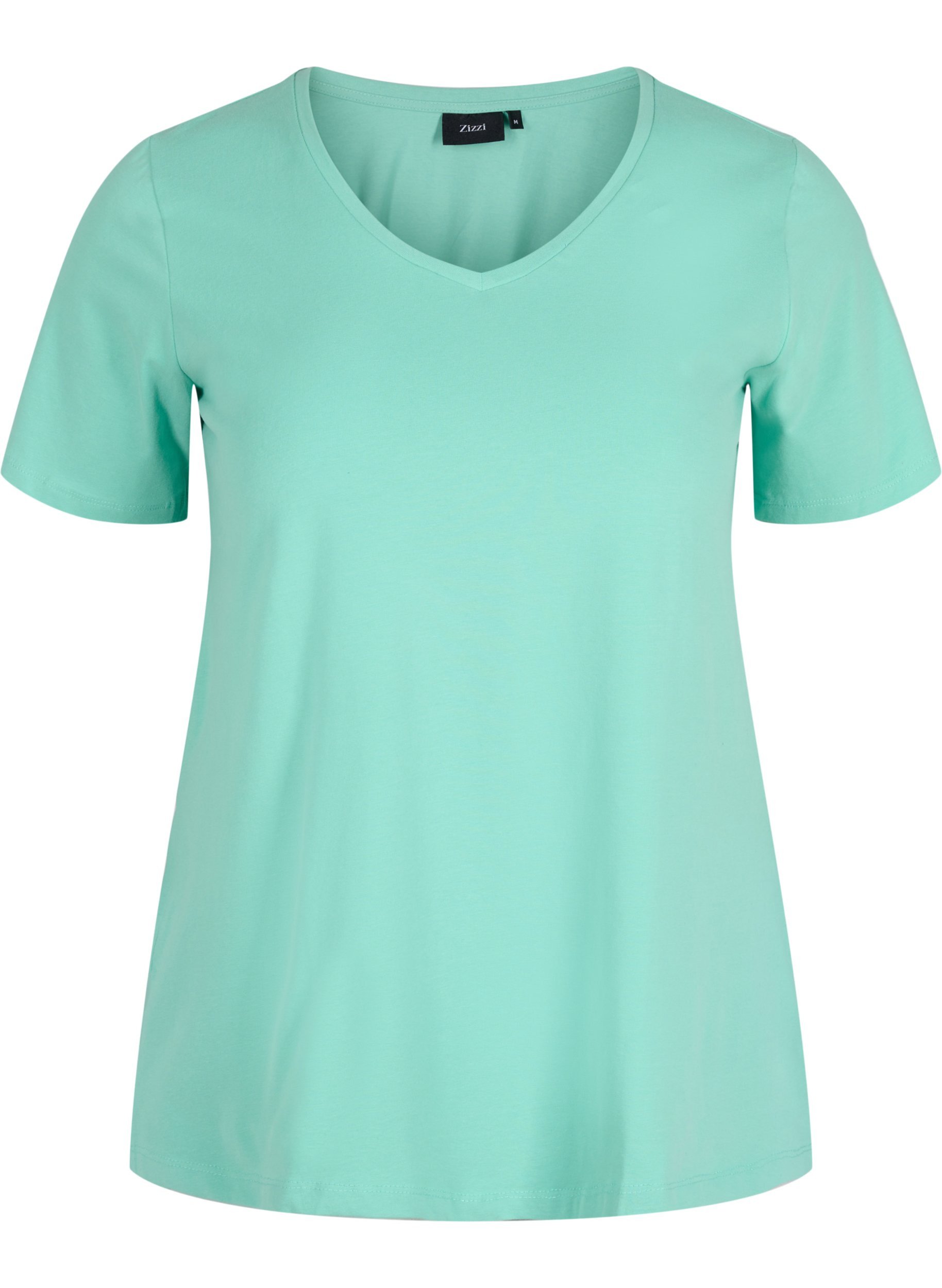 Basis T-skjorte med V-hals, Dusty Jade Green, Packshot image number 0