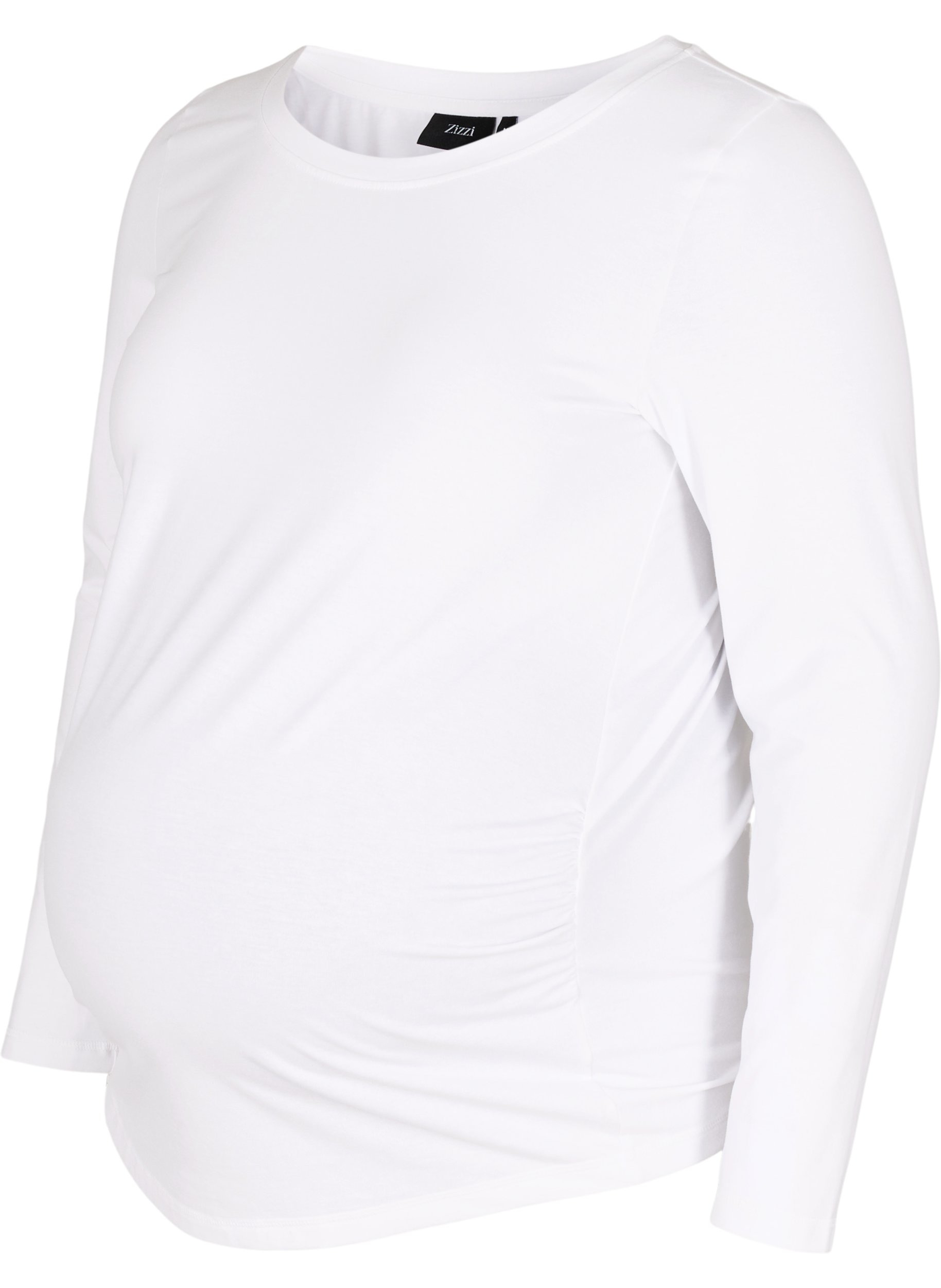 Basisbluse til gravide med lange ermer, White, Packshot image number 0