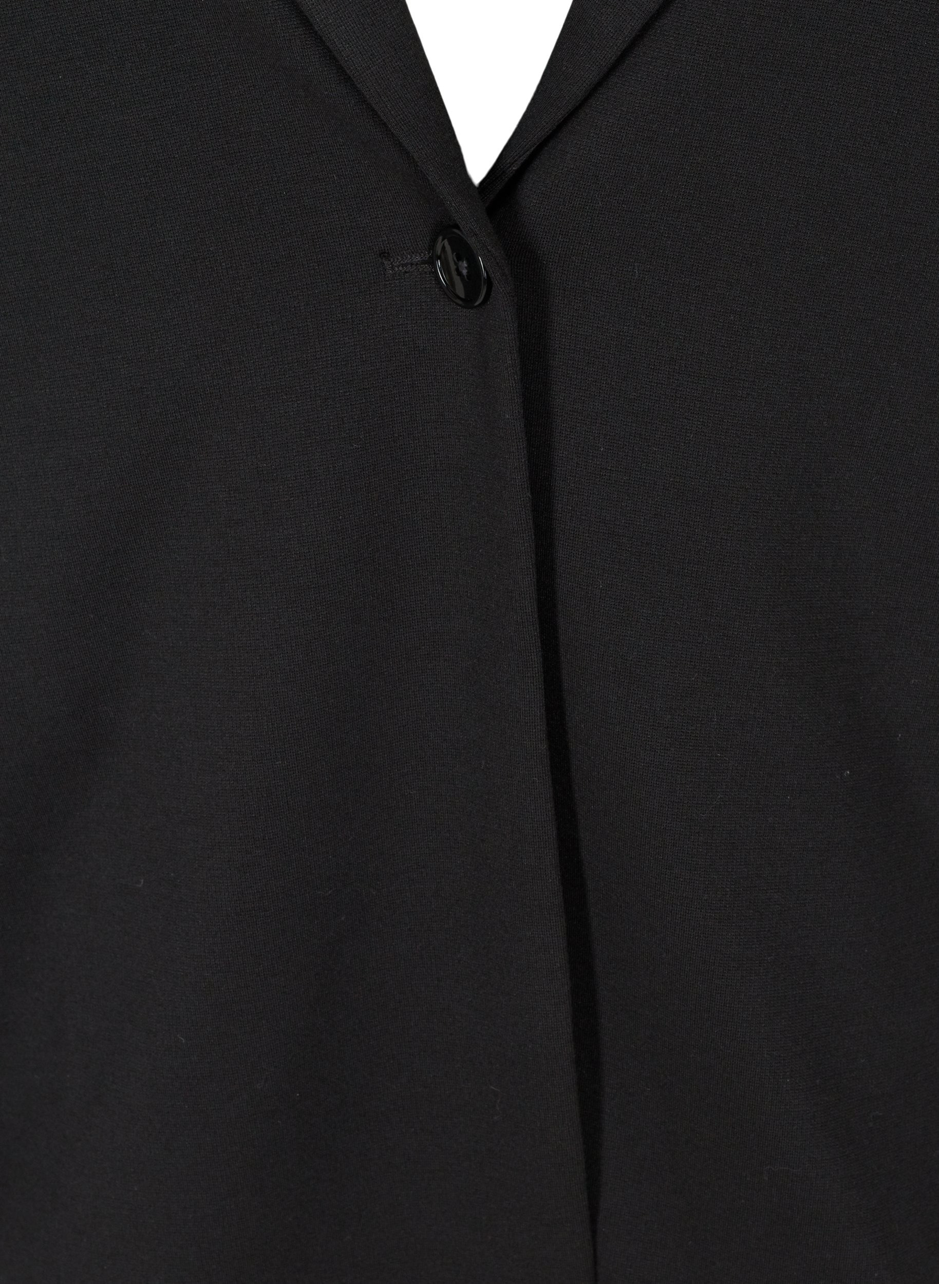 Enkel blazer med knapp og pyntelommer, Black, Packshot image number 2