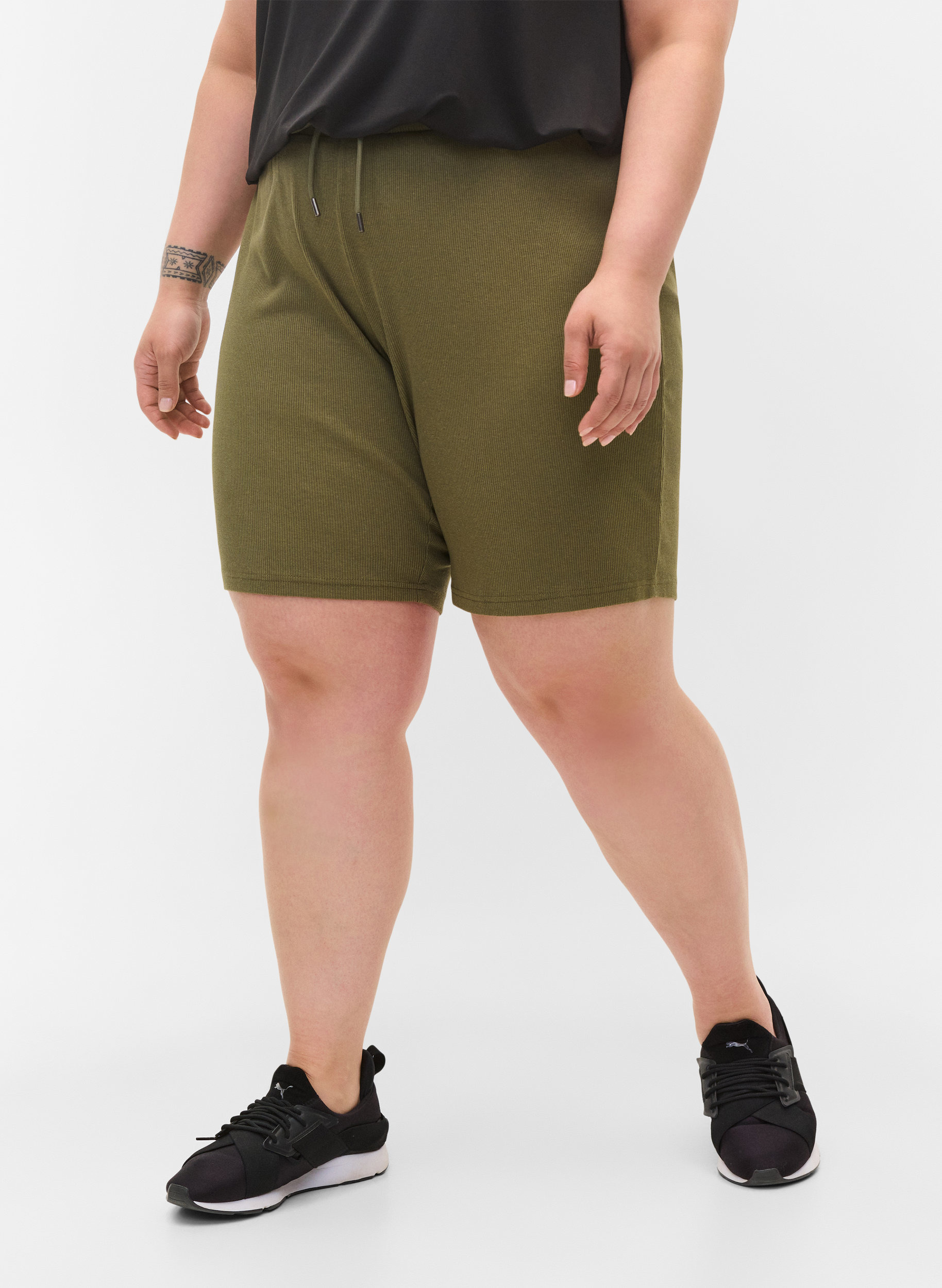 Løse shorts med en ribbet struktur, Ivy Green, Model image number 2