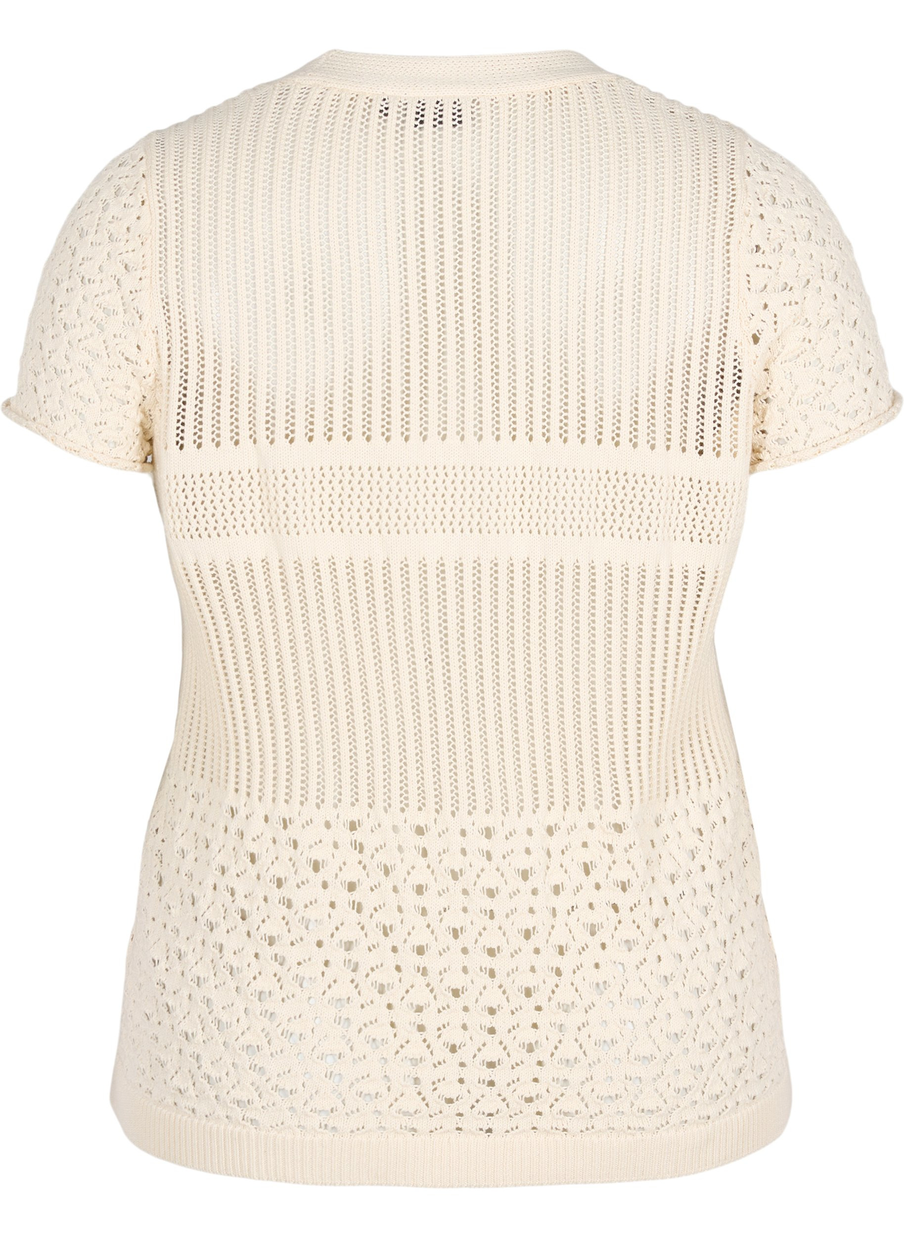 Kortermet strikket cardigan med knapper, Warm Off-white, Packshot image number 1