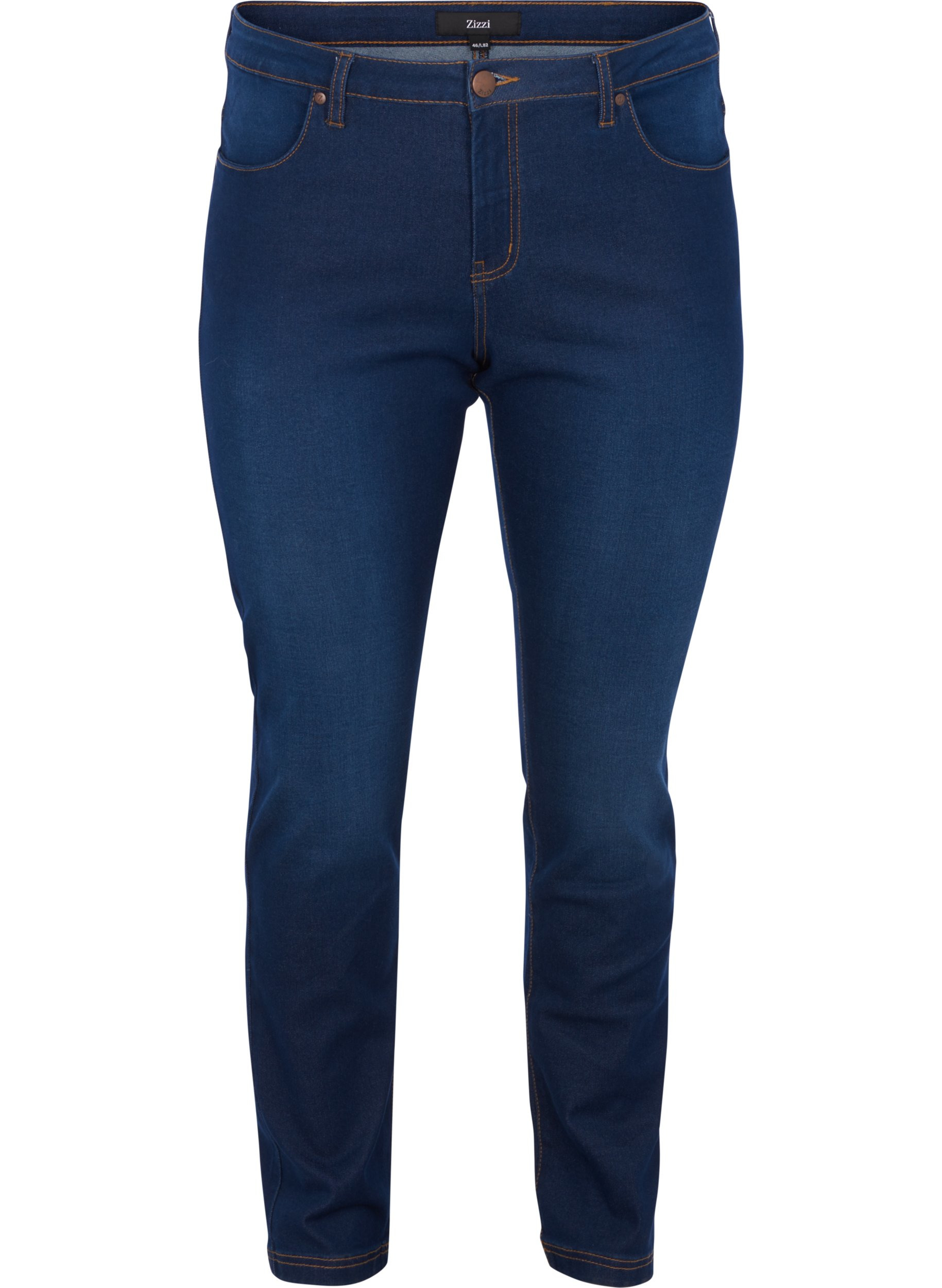 Slim fit Emily jeans med normal høyde i livet, Blue denim, Packshot image number 0