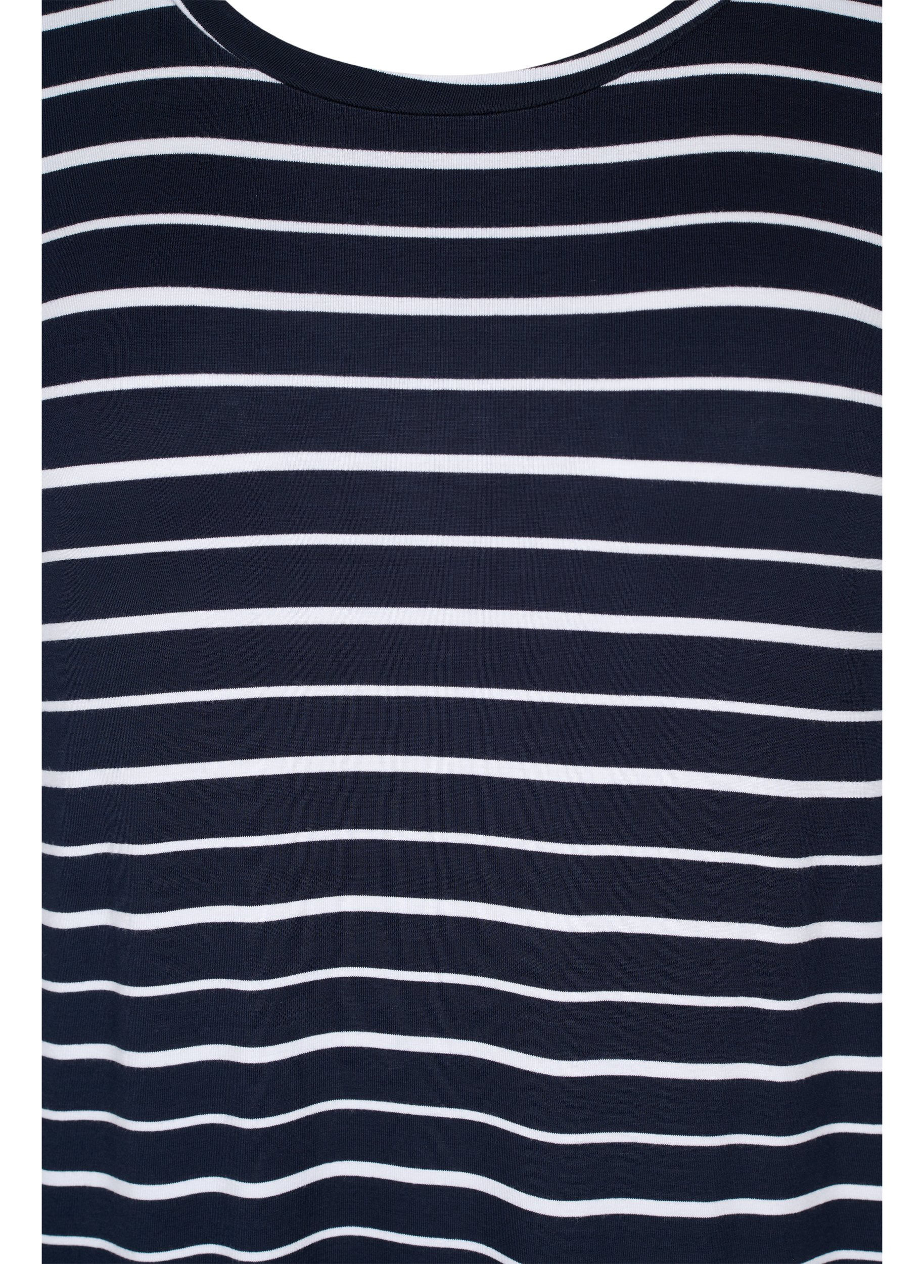 Stripete midikjole med korte ermer, Night Sky Stripe, Packshot image number 2
