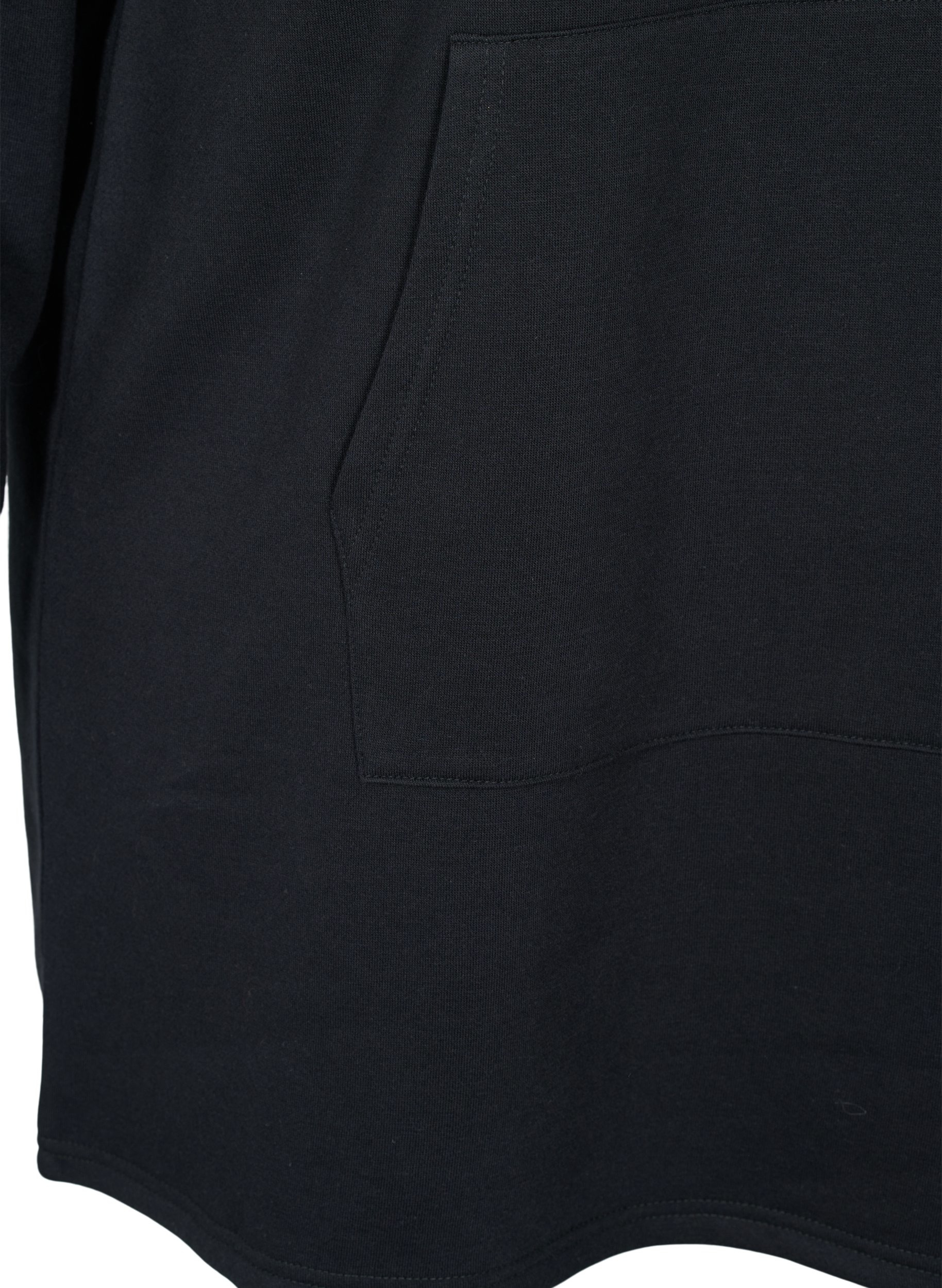 Kjole med hette og lomme, Black, Packshot image number 3