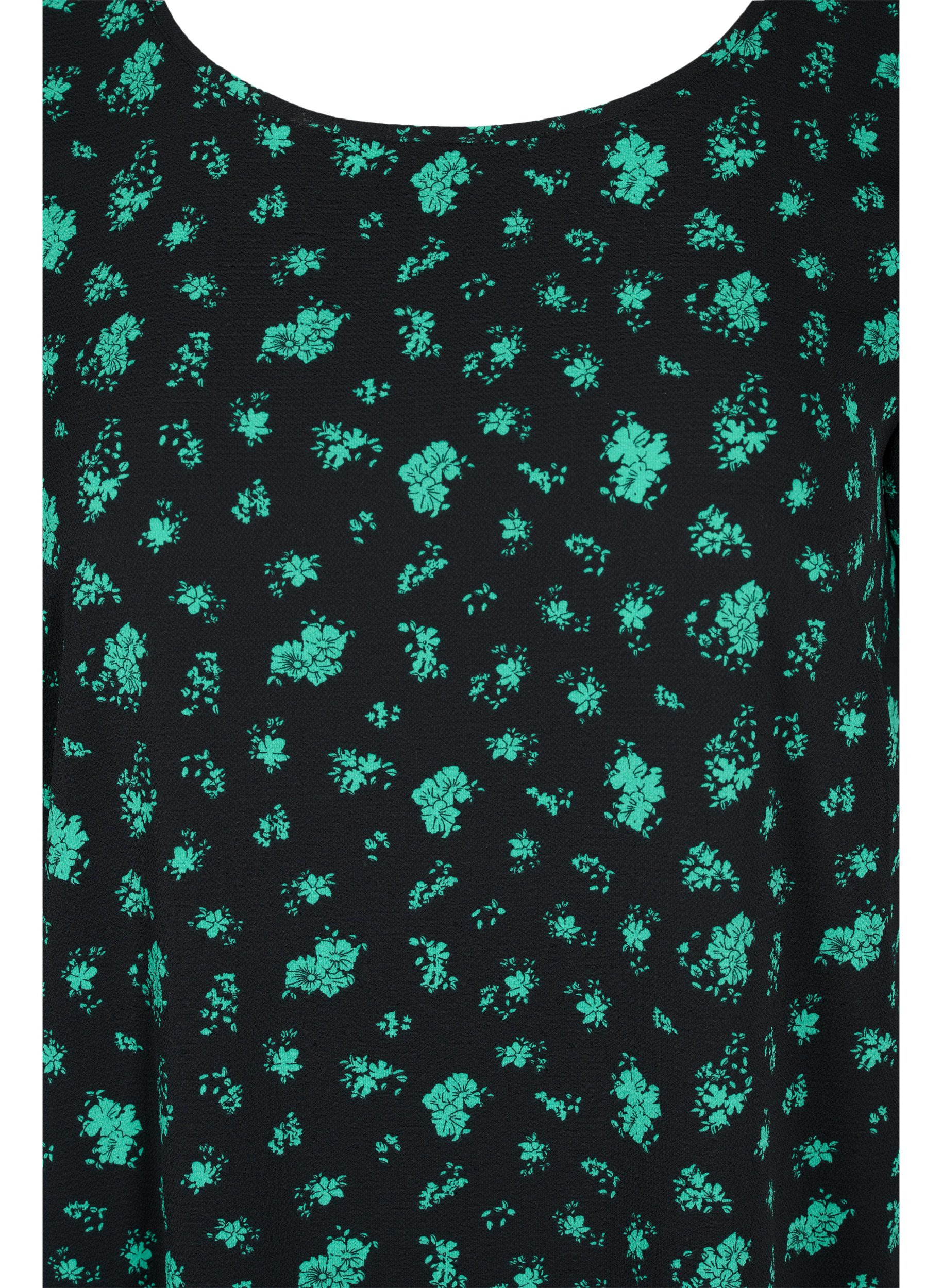 Mønstrete kjole med korte ermer, Green Flower AOP, Packshot image number 2